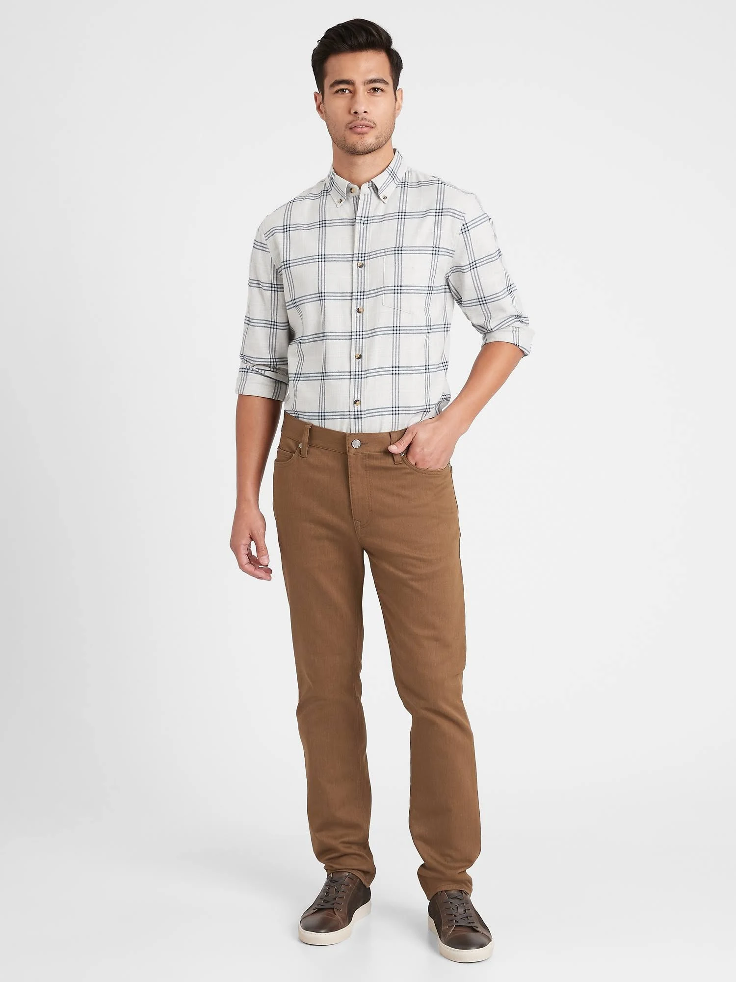 Banana Republic Men's Slim Heathered Traveler Pant Camel Size 33W 32L