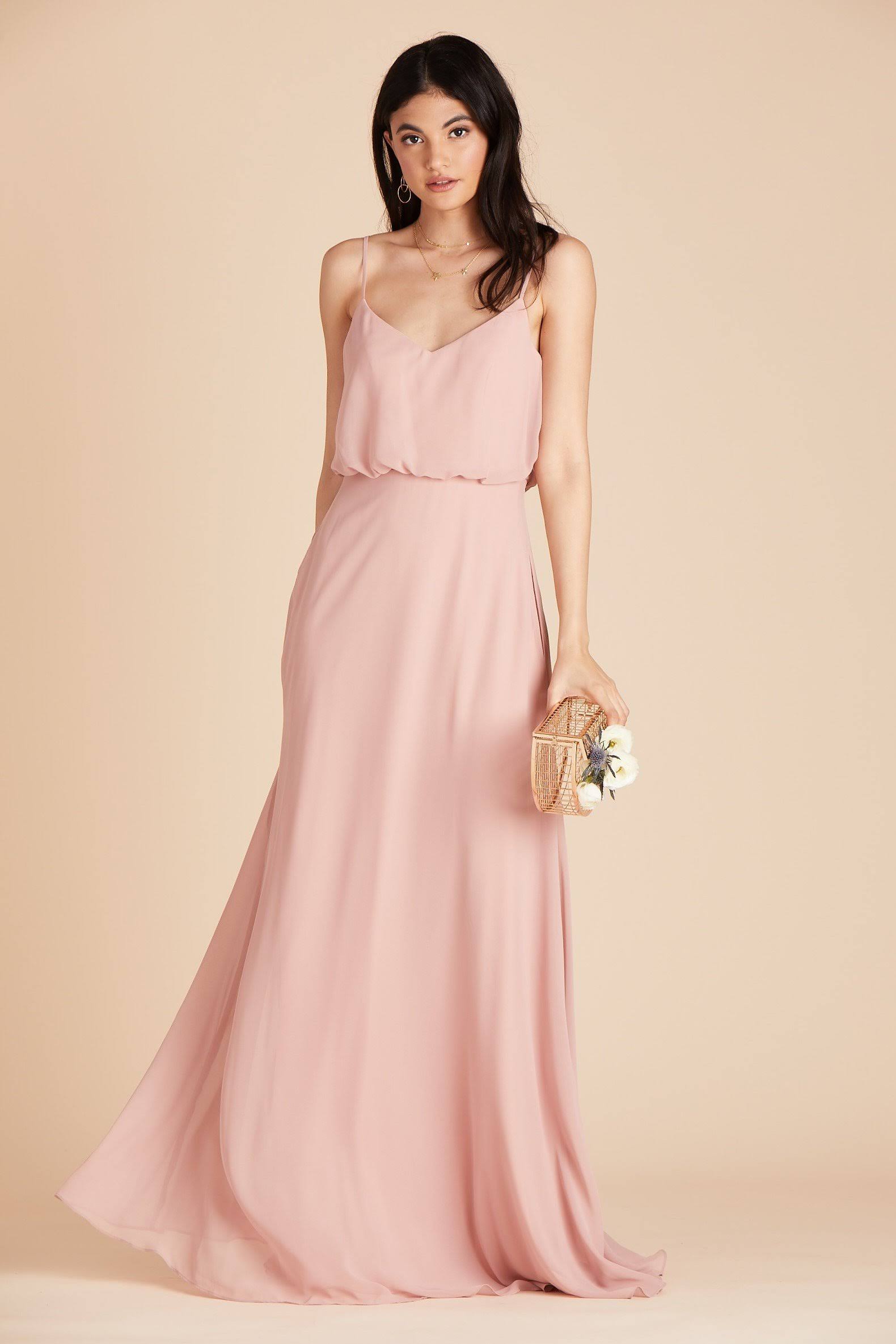 Birdy Grey Gwennie Chiffon Bridesmaid Dress in Dusty Rose Xs / Dusty Rose / No Slit