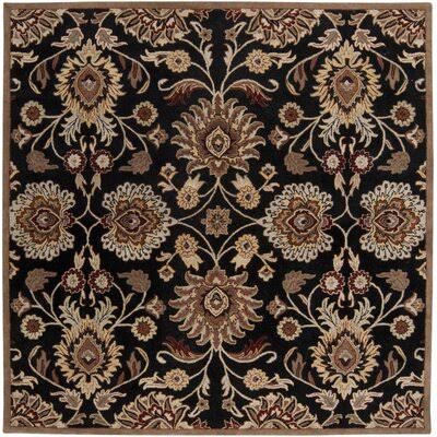 Arden Floral Handmade Tufted Wool Black/Camel Area Rug Birch Lane Rug Size: Square 9&9x22