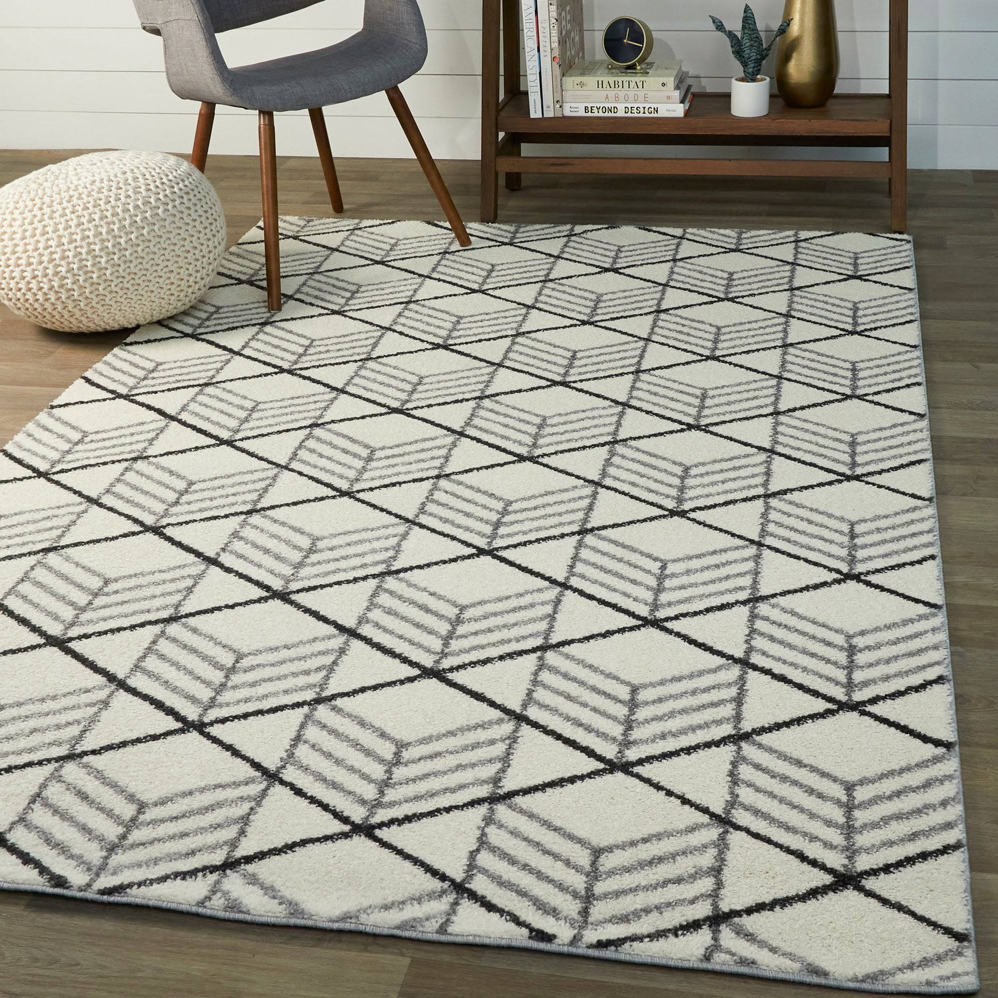 Balta Matheson White 5 ft. x 7 ft. Modern Trellis Area Rug