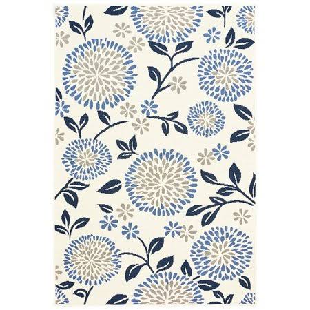 Corine Chrysanthemum Floral Ivory/Blue Indoor/Outdoor Area Rug Winston Porter Rug Size: 6&7x22 x 9&6x22
