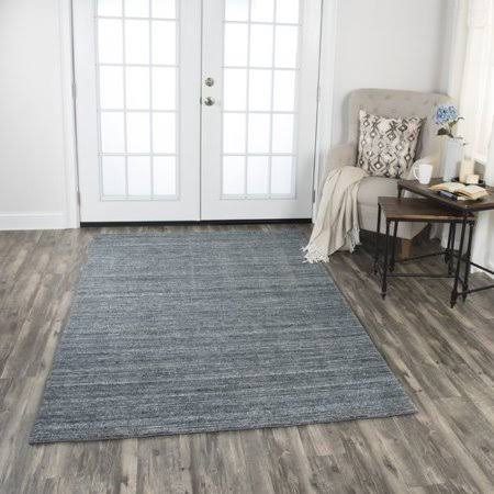 Gracie Oaks Hadley Handwoven Flatweave Dark Denim Area Rug, Size: Rectangle 5' x 8'