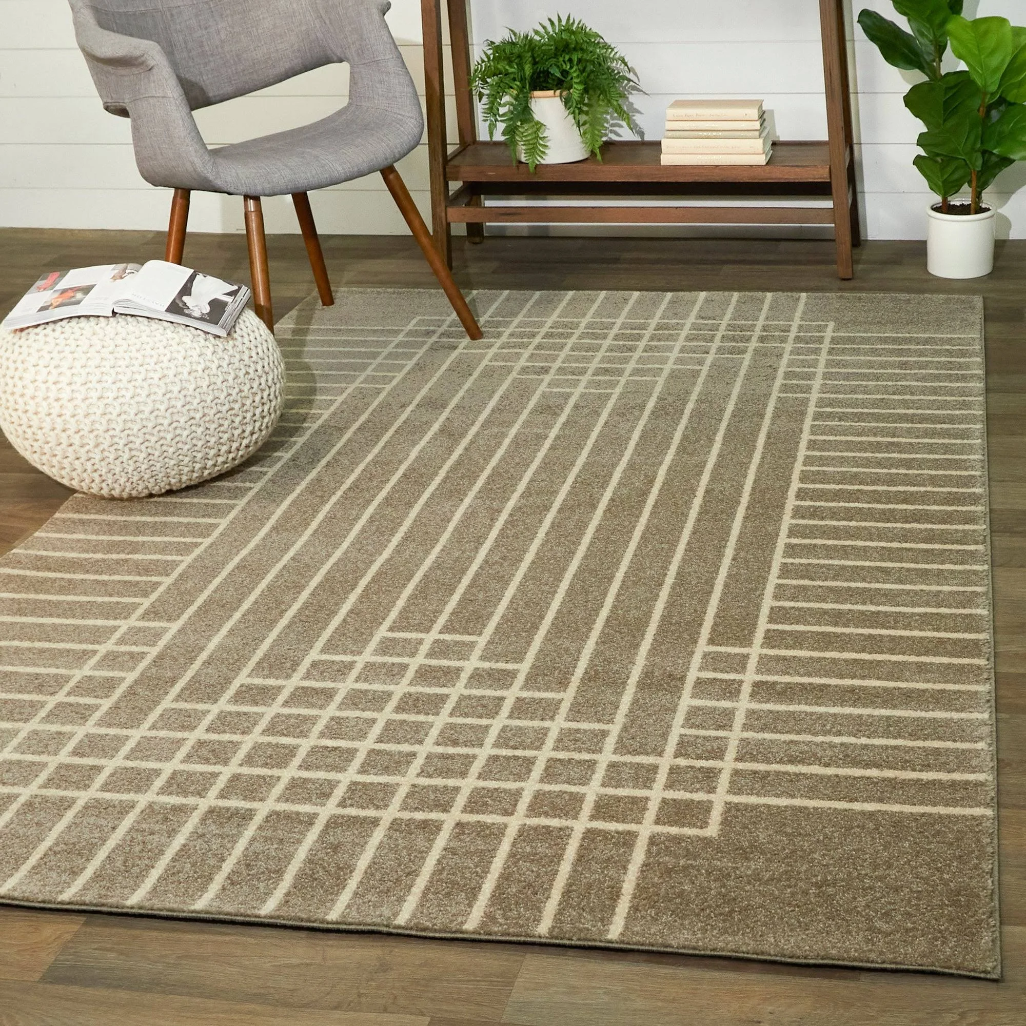 Balta Sutton Navy 5 ft. x 7 ft. Art Deco Striped Area Rug, Blue