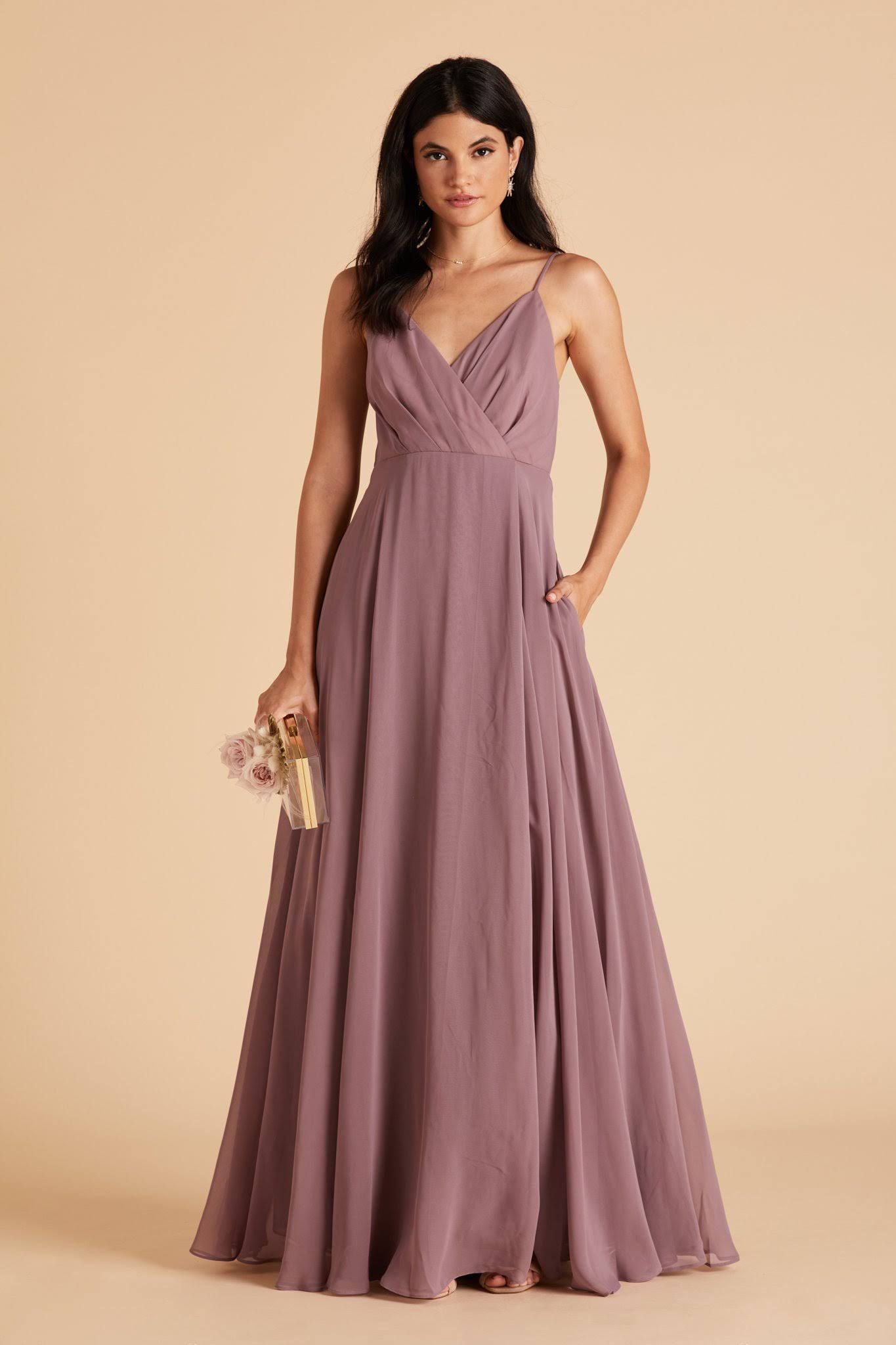 Birdy Grey Kaia Chiffon Bridesmaid Dress in Dark Mauve XL / Dark Mauve