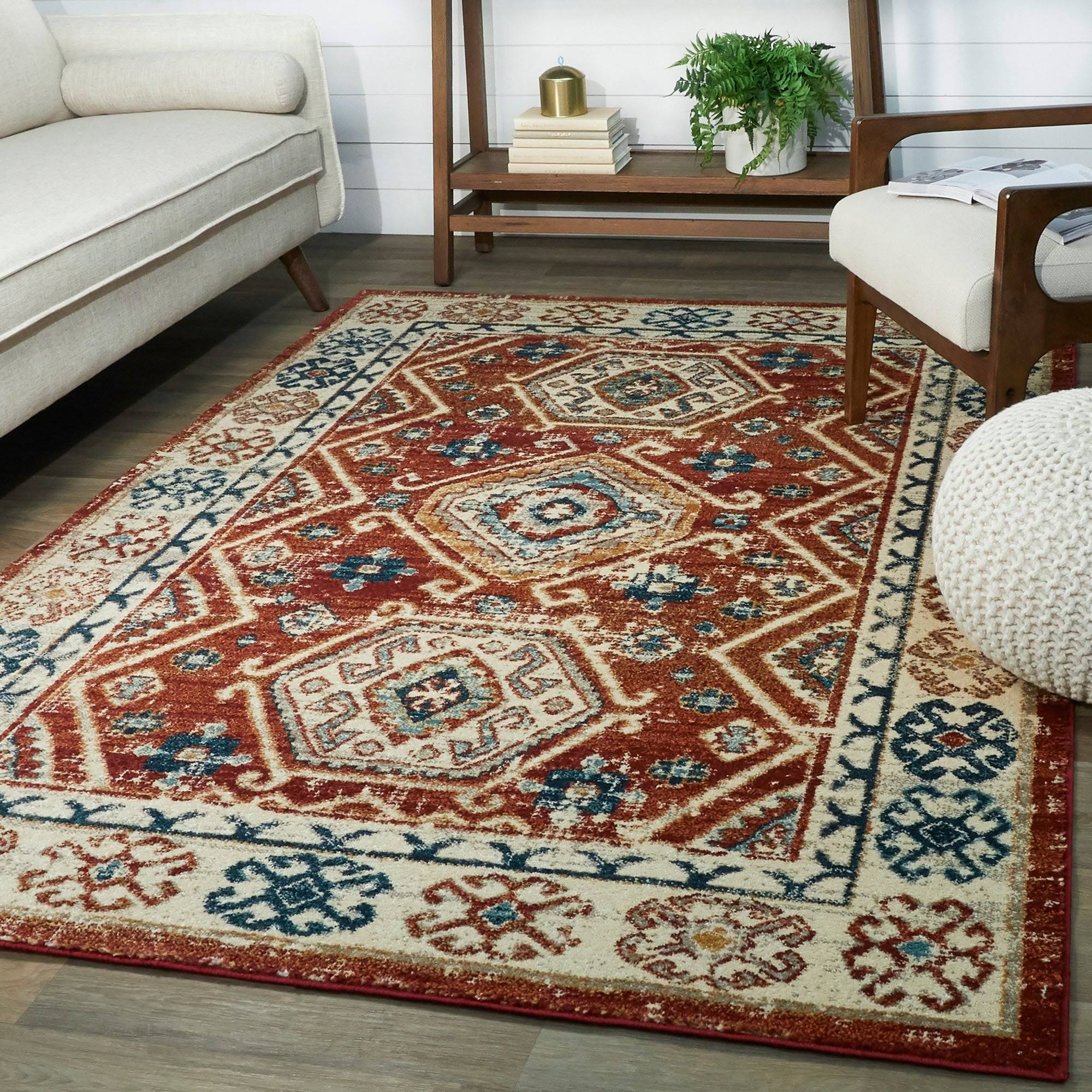 BALTA Reed Rust 8 ft. x 10 ft. Distressed Medallion Area Rug, Red