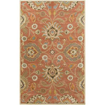 Arden Floral Handmade Tufted Wool Burnt Orange Area Rug Birch Lane Rug Size: Rectangle 9& x 12&