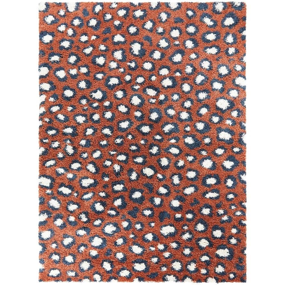 Alma Leopard Print Moroccan Berber Shag Area Rug - 2&7x22 x 7& Runner - Rust