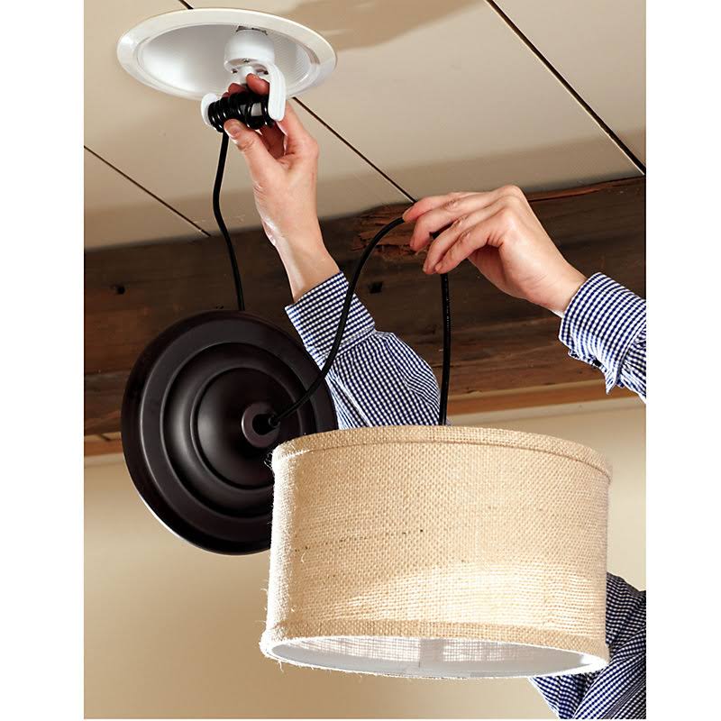 Can Light Adapter - Drum Shade Pendant Natural 18 inch - Ballard Designs