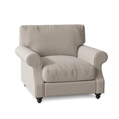 Birch Lane Woburn 39x22 Wide Down Cushion Armchair Body Fabric: Sustain Dursky Linen, Leg Color: Black Walnut
