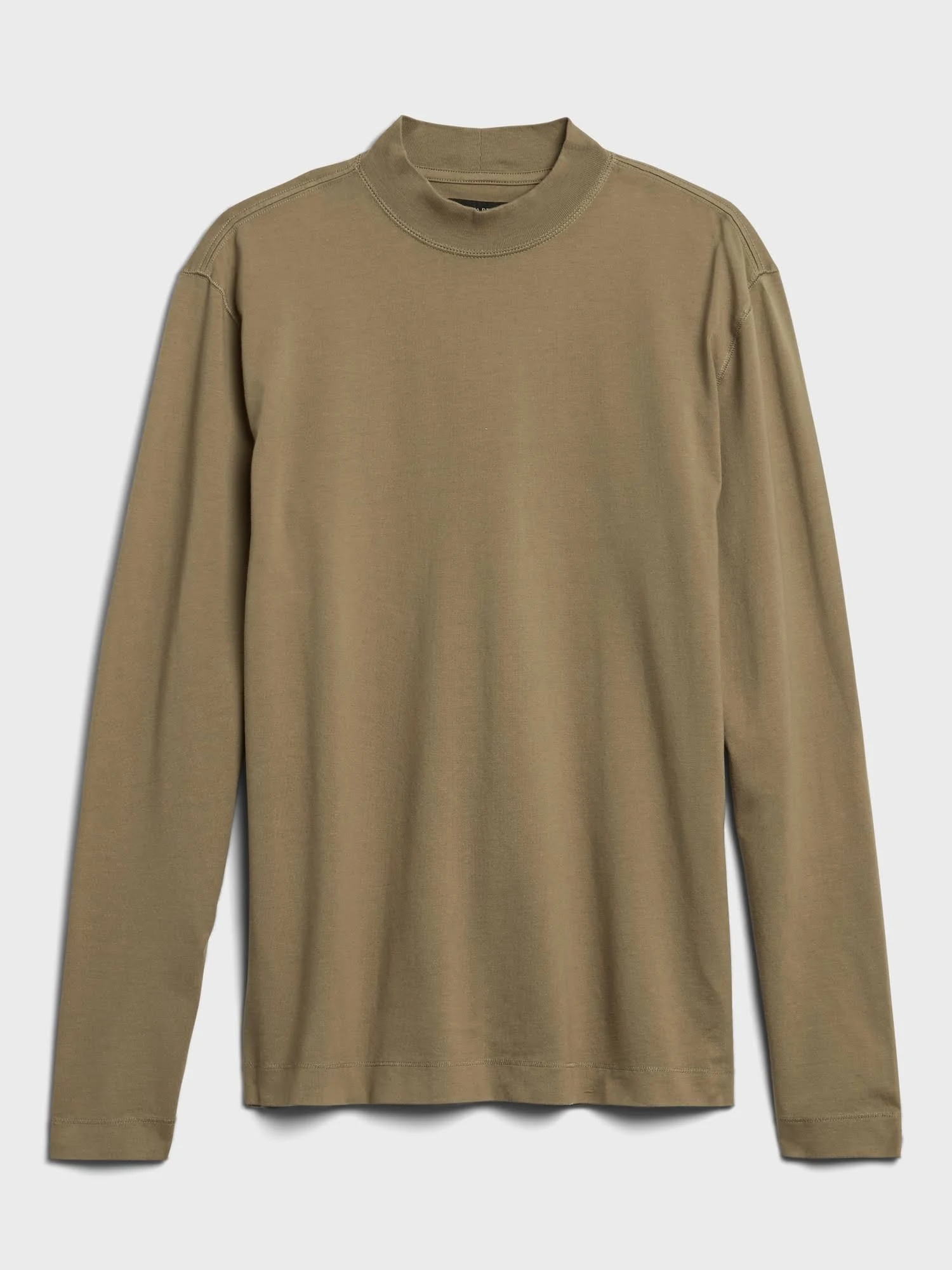 Banana Republic Men's Authentic Supima Mock-Neck T-Shirt Cargo Green Size M