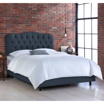 Stella Upholstered Bed Color: Linen Blend Navy, Size: California King