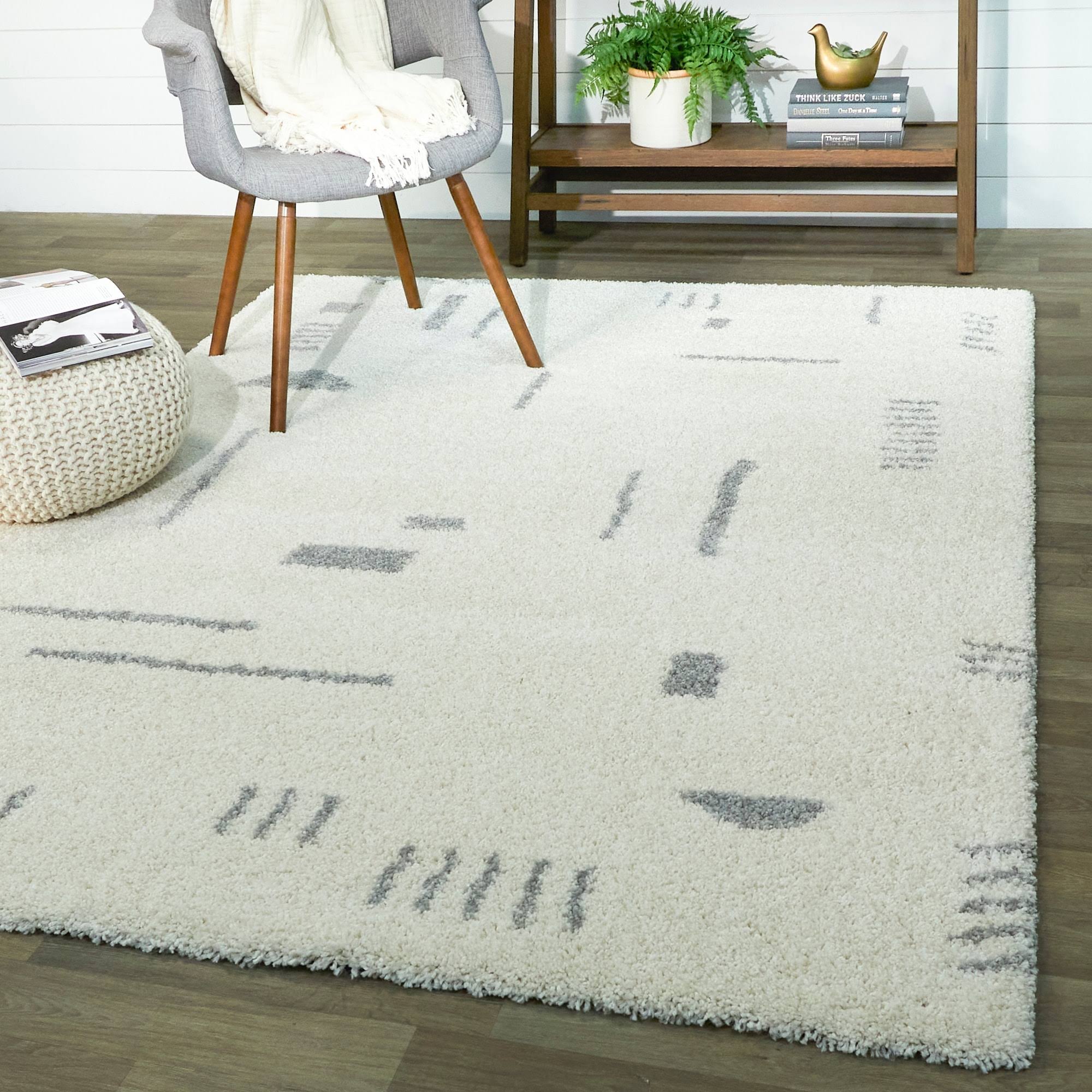 BALTA Rupa White/Grey 8 ft. x 10 ft. Modern Shag Area Rug