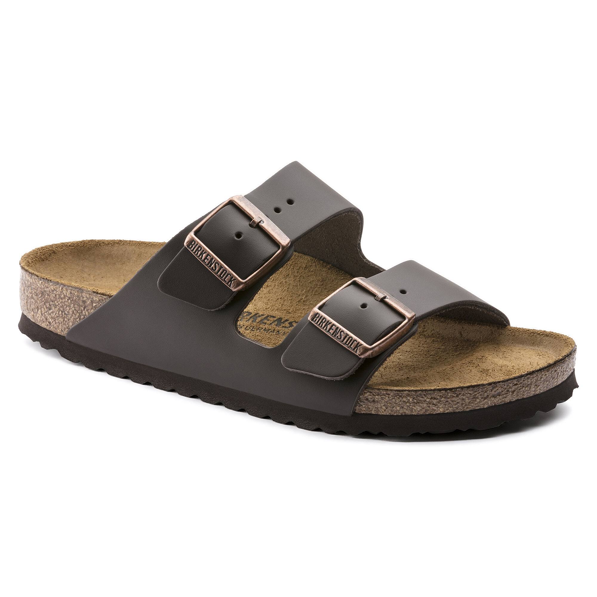 Birkenstock Arizona Natural Leather Dark Brown Two-Strap Sandals