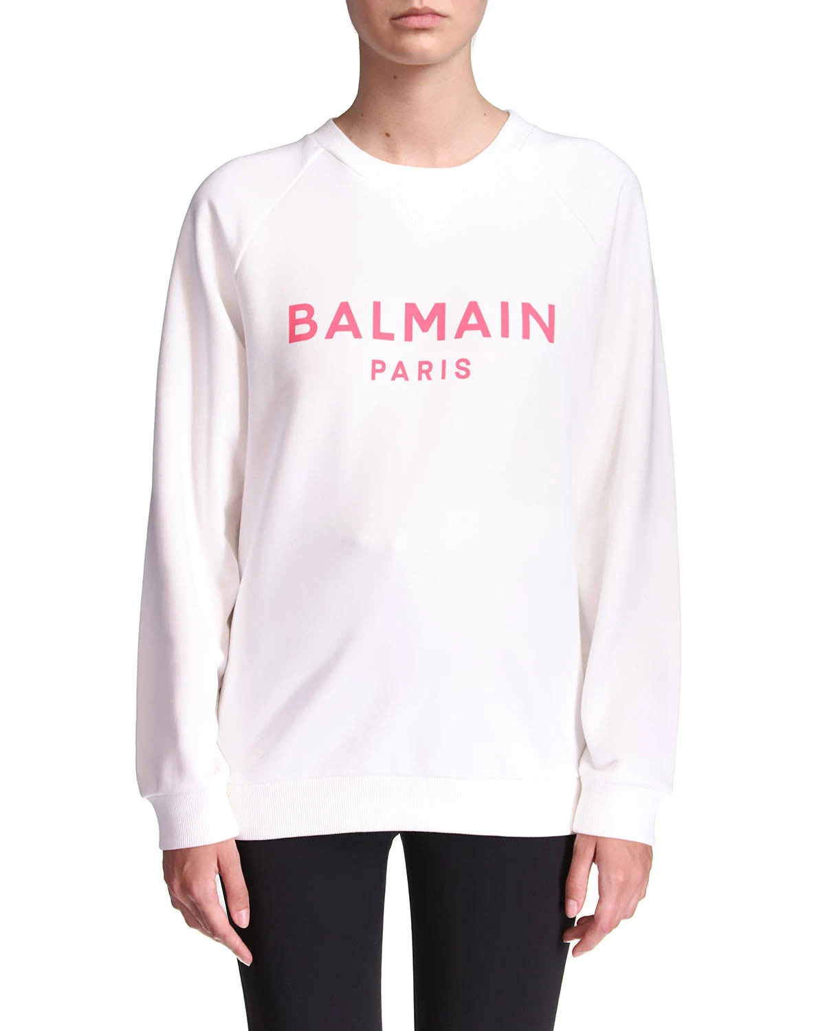 Balmain White & Pink Logo Sweatshirt