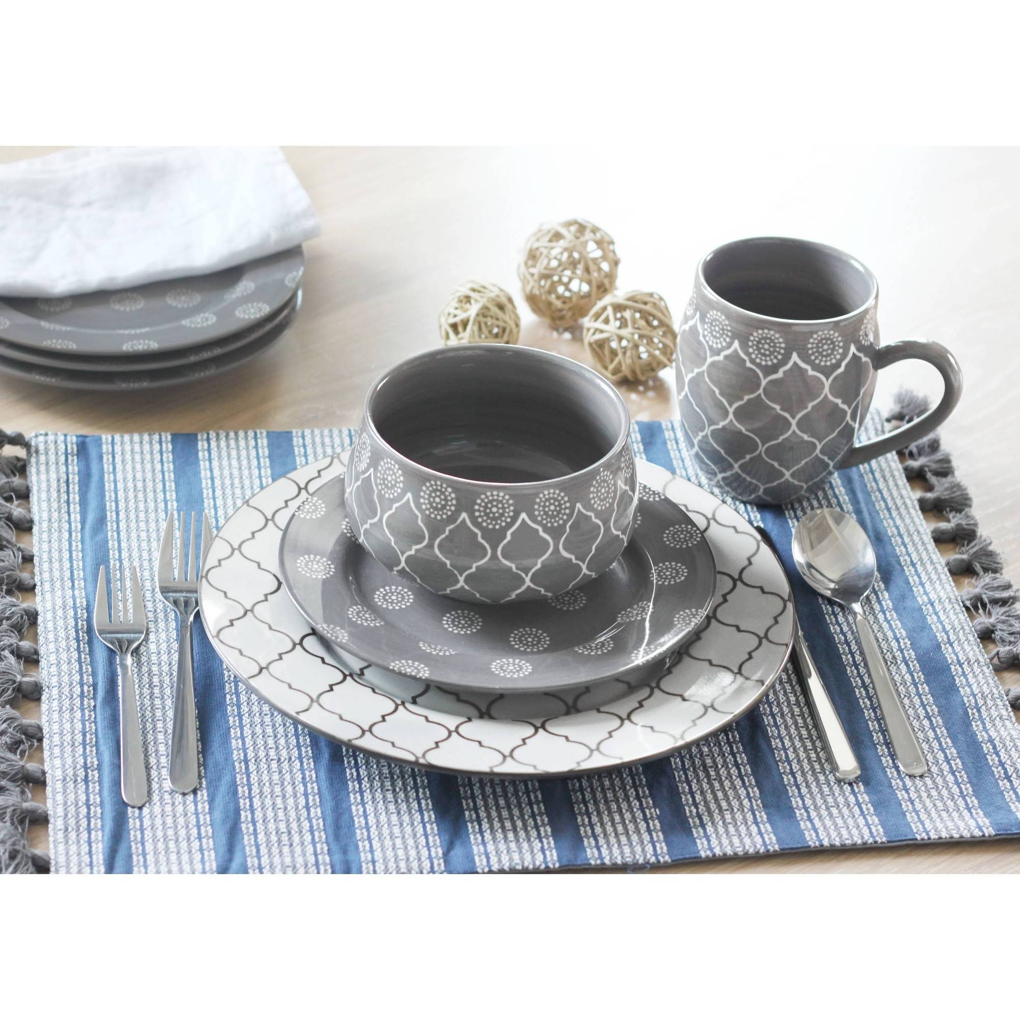 Baum 16 Piece Moroccan Grey Dinnerware Set