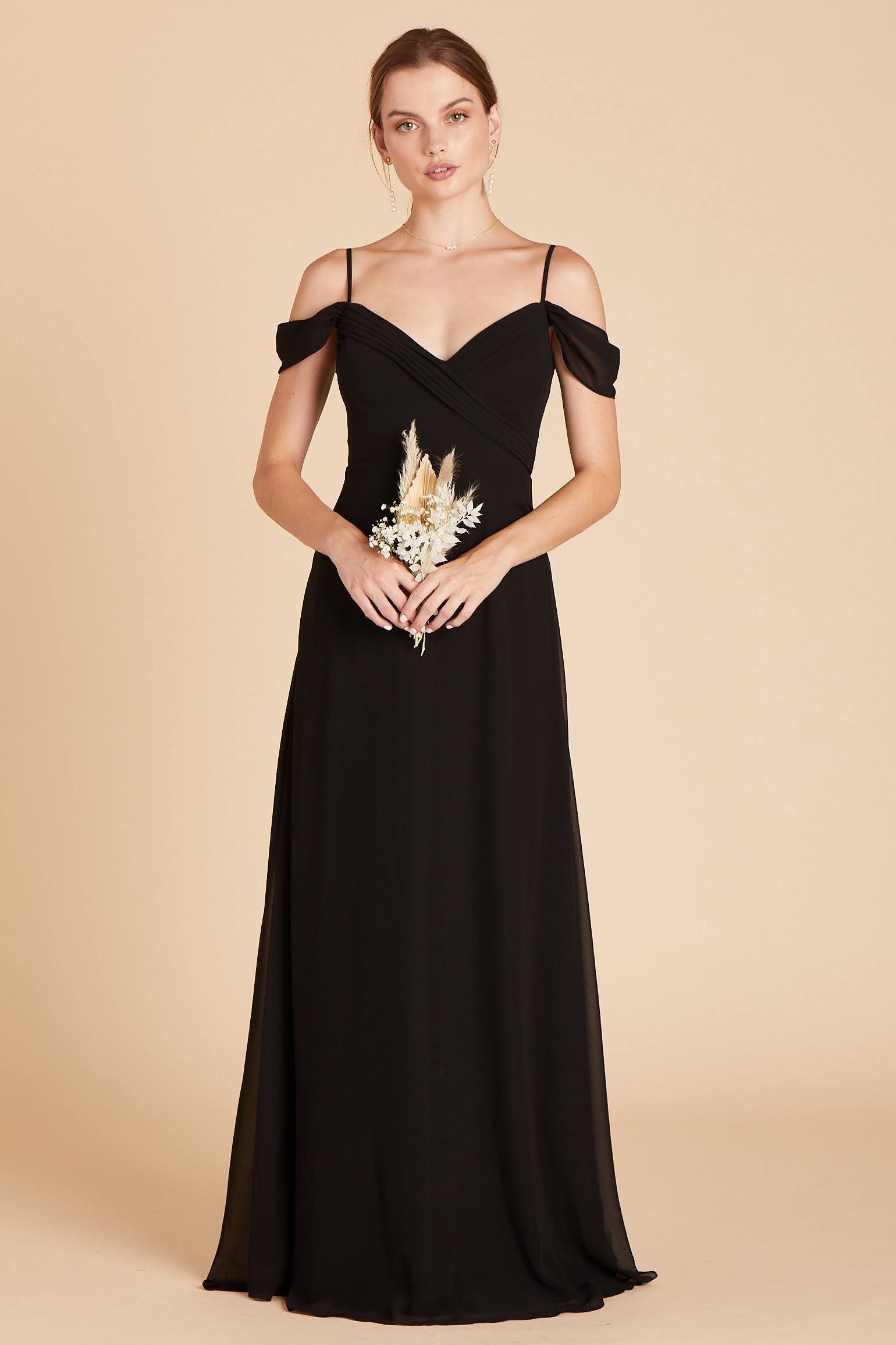 Birdy Grey Spence Convertible Chiffon Bridesmaid Dress in Black M / Black