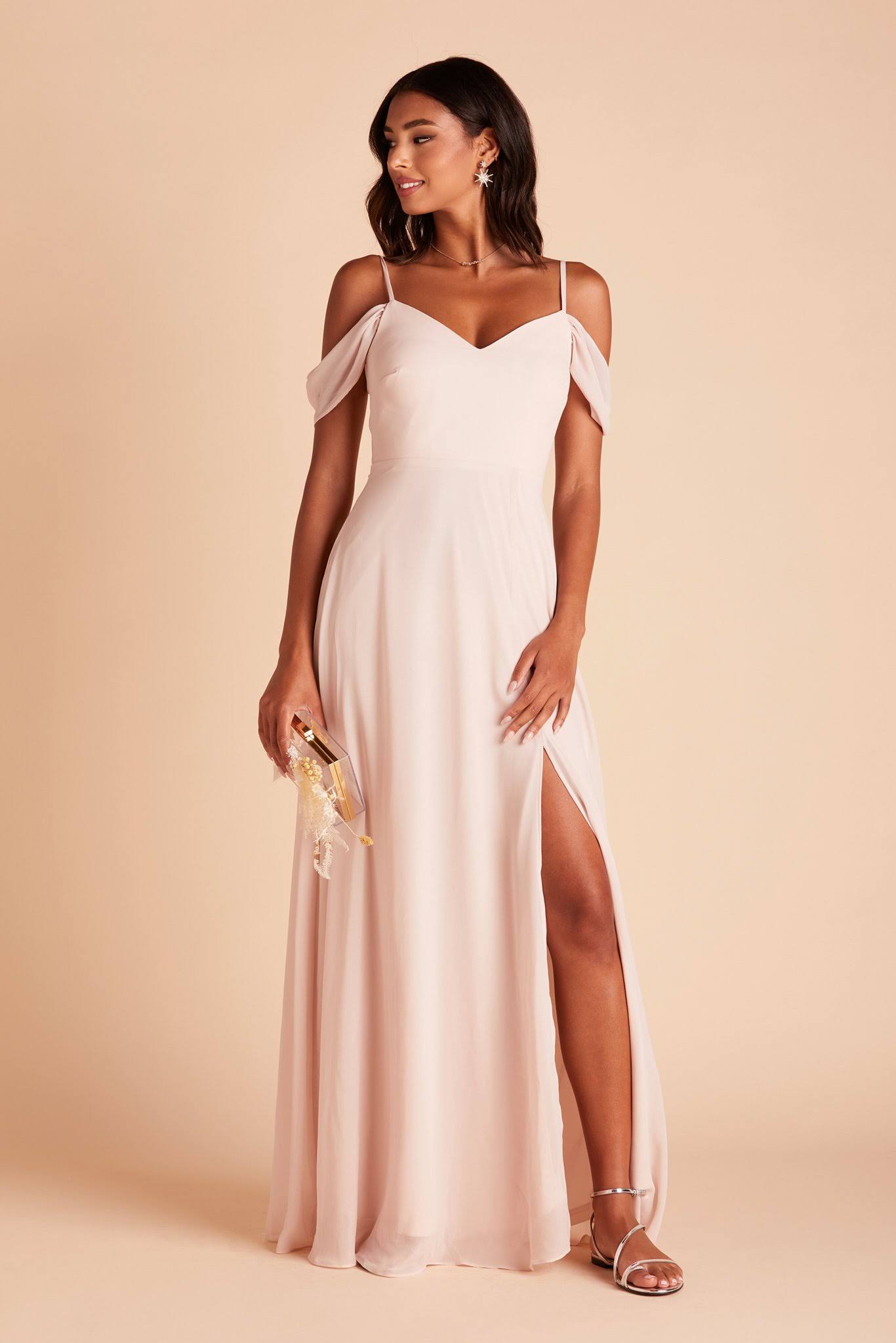 Birdy Grey Devin Convertible Chiffon Bridesmaid Dress in Pale Blush XL / Pale Blush / No Slit