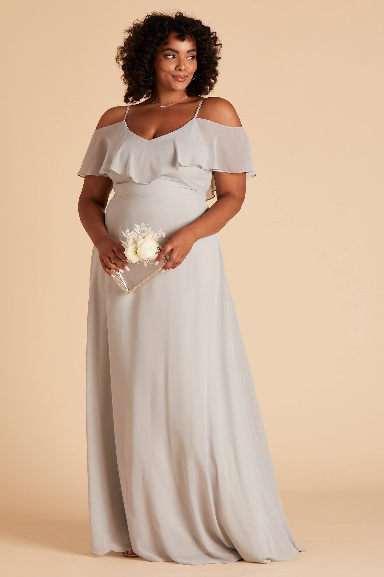 Birdy Grey Jane Plus Size Convertible Chiffon Bridesmaid Dress in Dove Gray 1x / Dove Gray