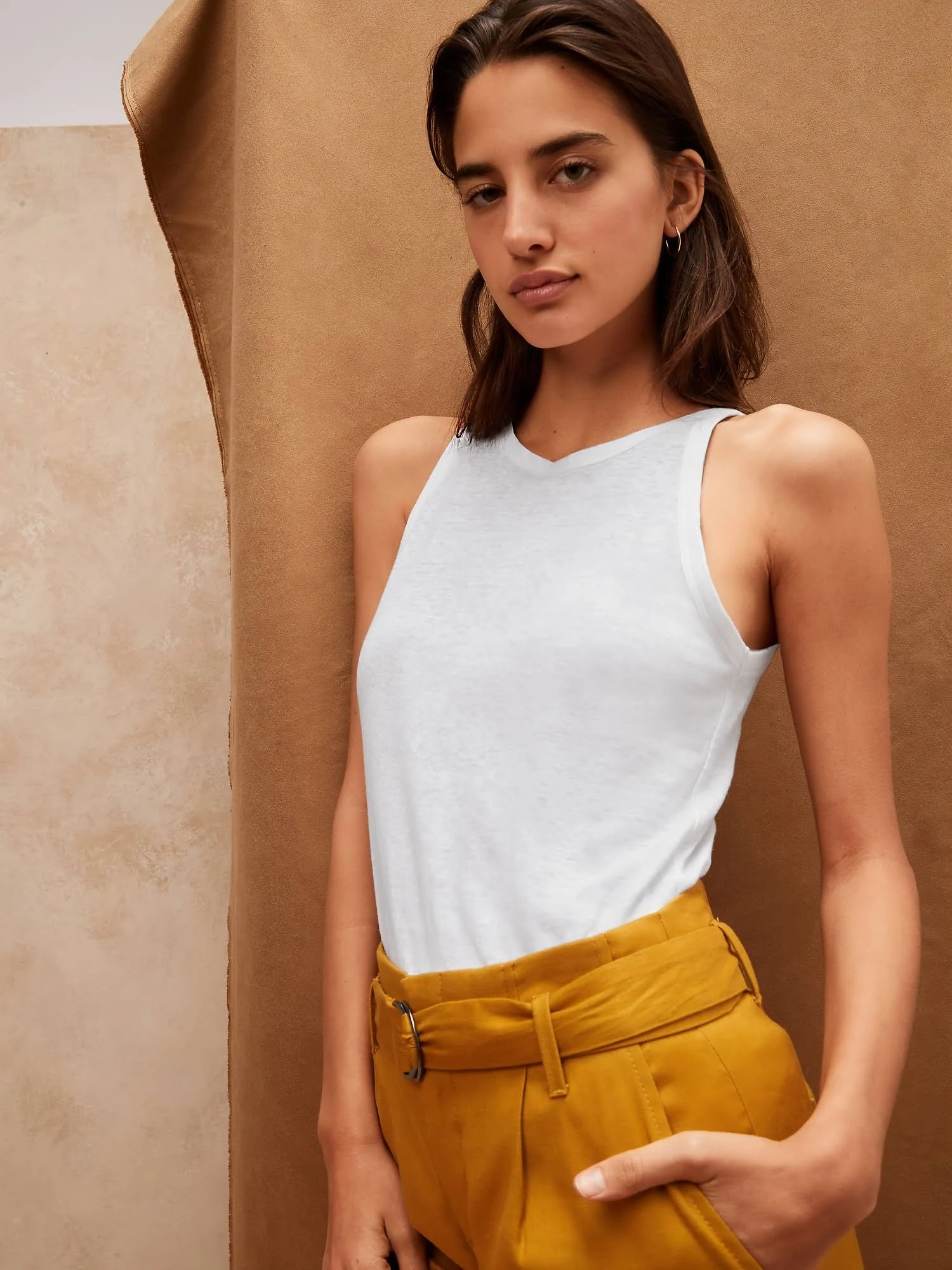 Banana Republic Women's Linen Tank White Size L