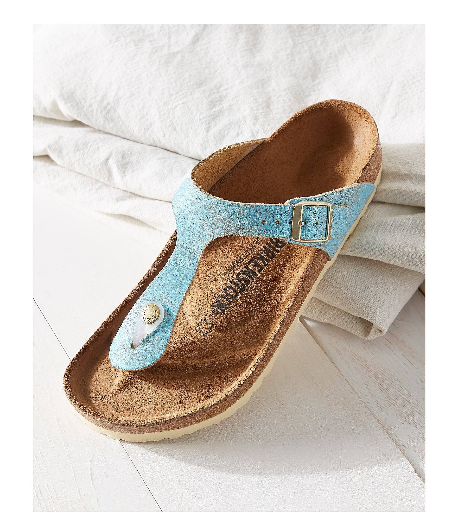 Birkenstock Gizeh Sandals Washed Metallic Aqua 37