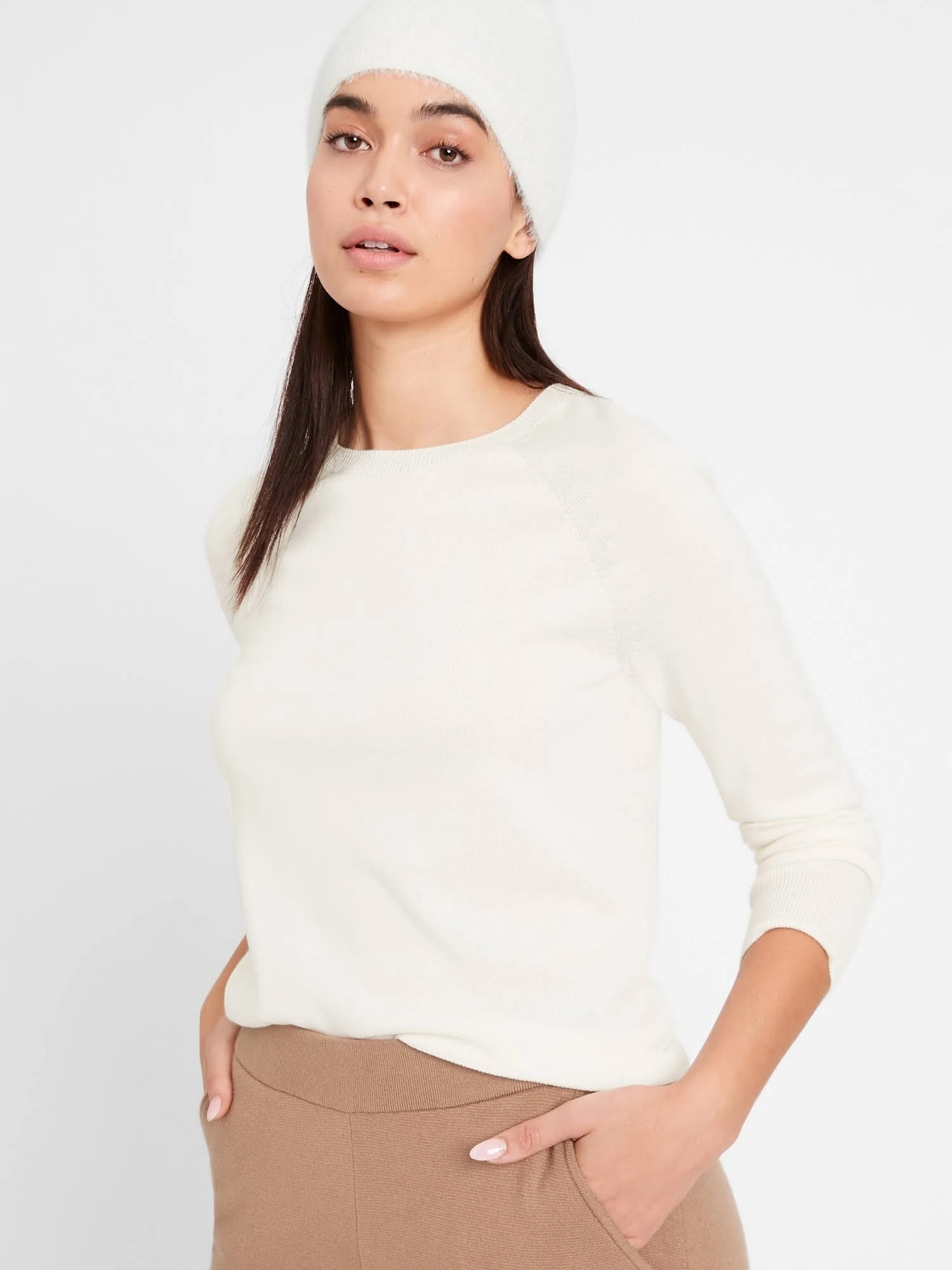 Banana Republic Women's Seamless Merino Crew Sweater-Neck Sweater in Responsible Wool Vanilla Cream Size XXL