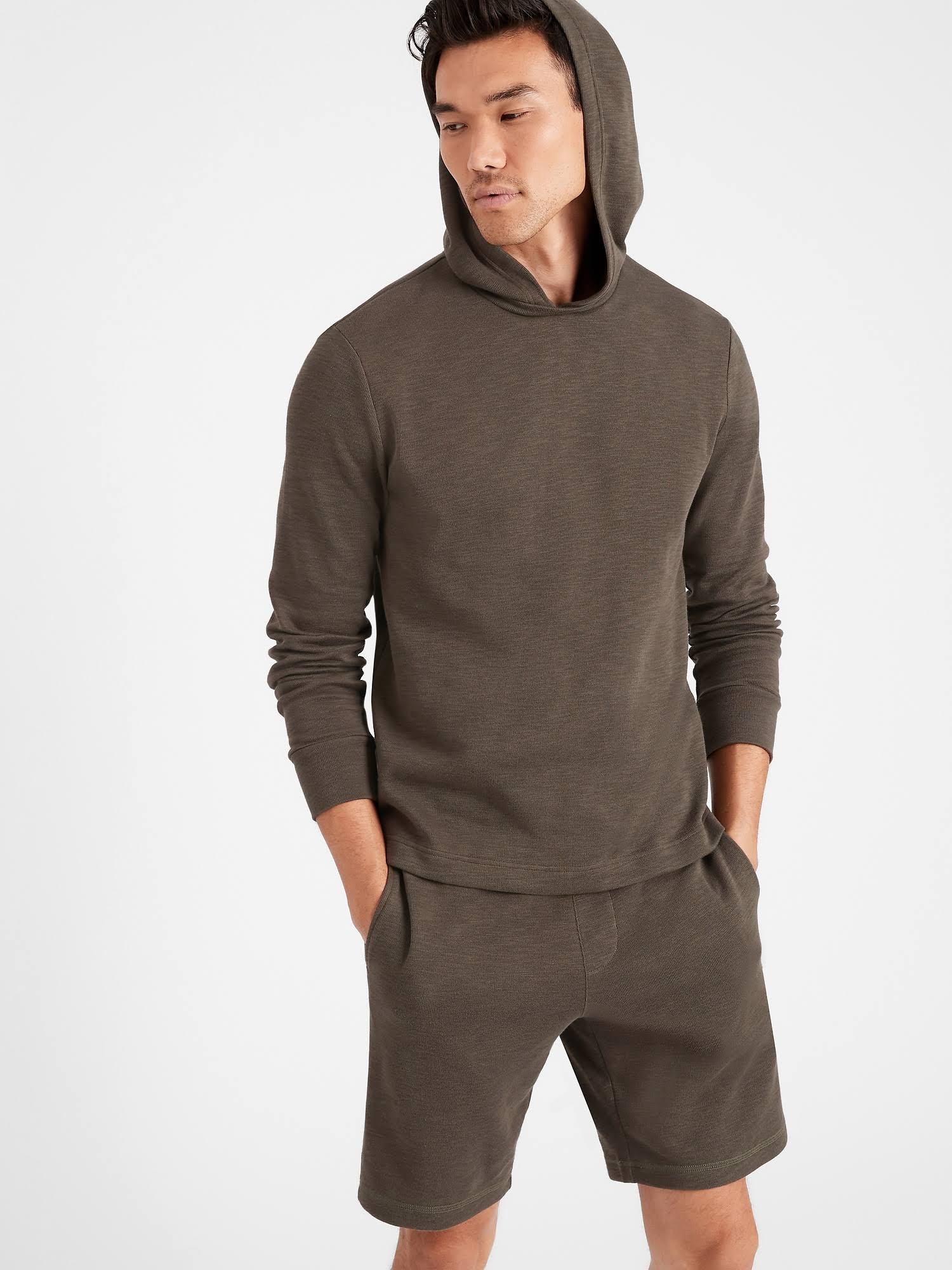 Banana Republic Men's Double-Knit Hoodie Sweatshirt Cargo Green Size Xs