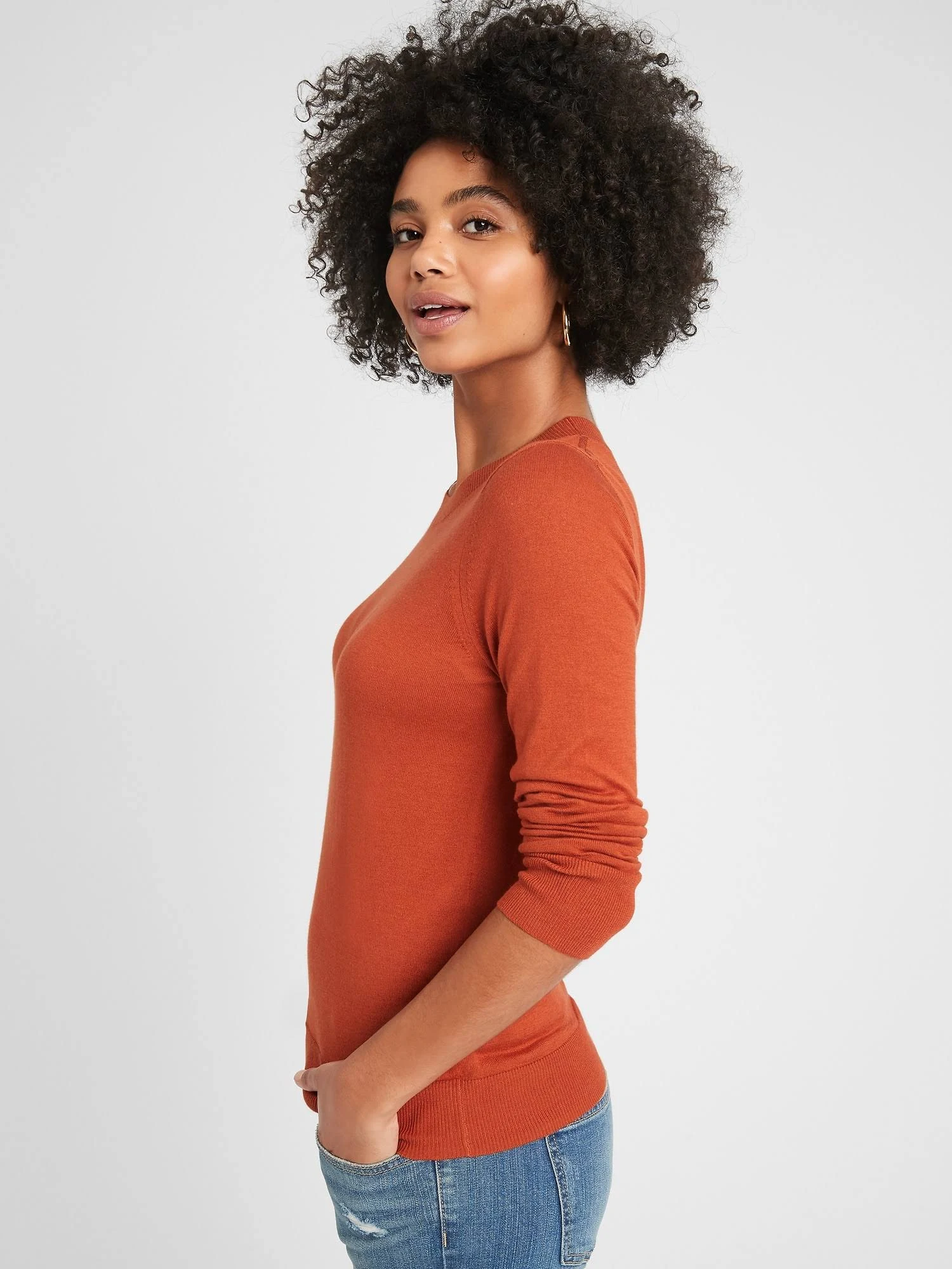 Women's Washable Forever Crew-Neck Sweater Copper