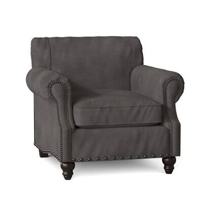 Landry 40x22 Wide Down Cushion Armchair Birch Lane Body Fabric: Capri Dove, Nailhead Detail: Old Gold Spotted