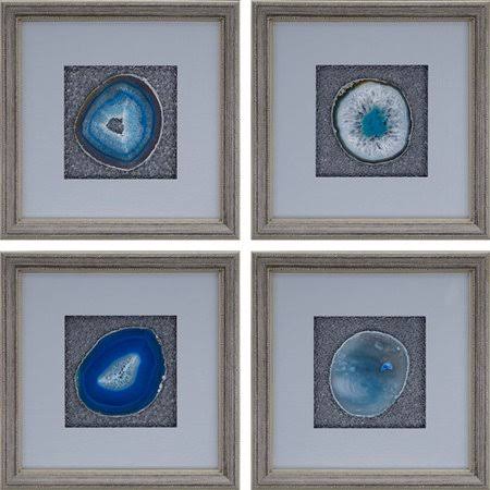 Mercer41 Teal Agate 4 Piece Framed Graphic Art Set