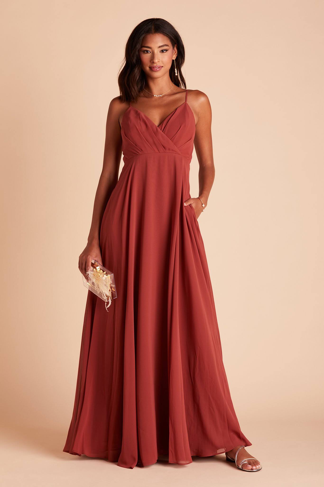 Birdy Grey Kaia Chiffon Bridesmaid Dress in Spice S / Spice