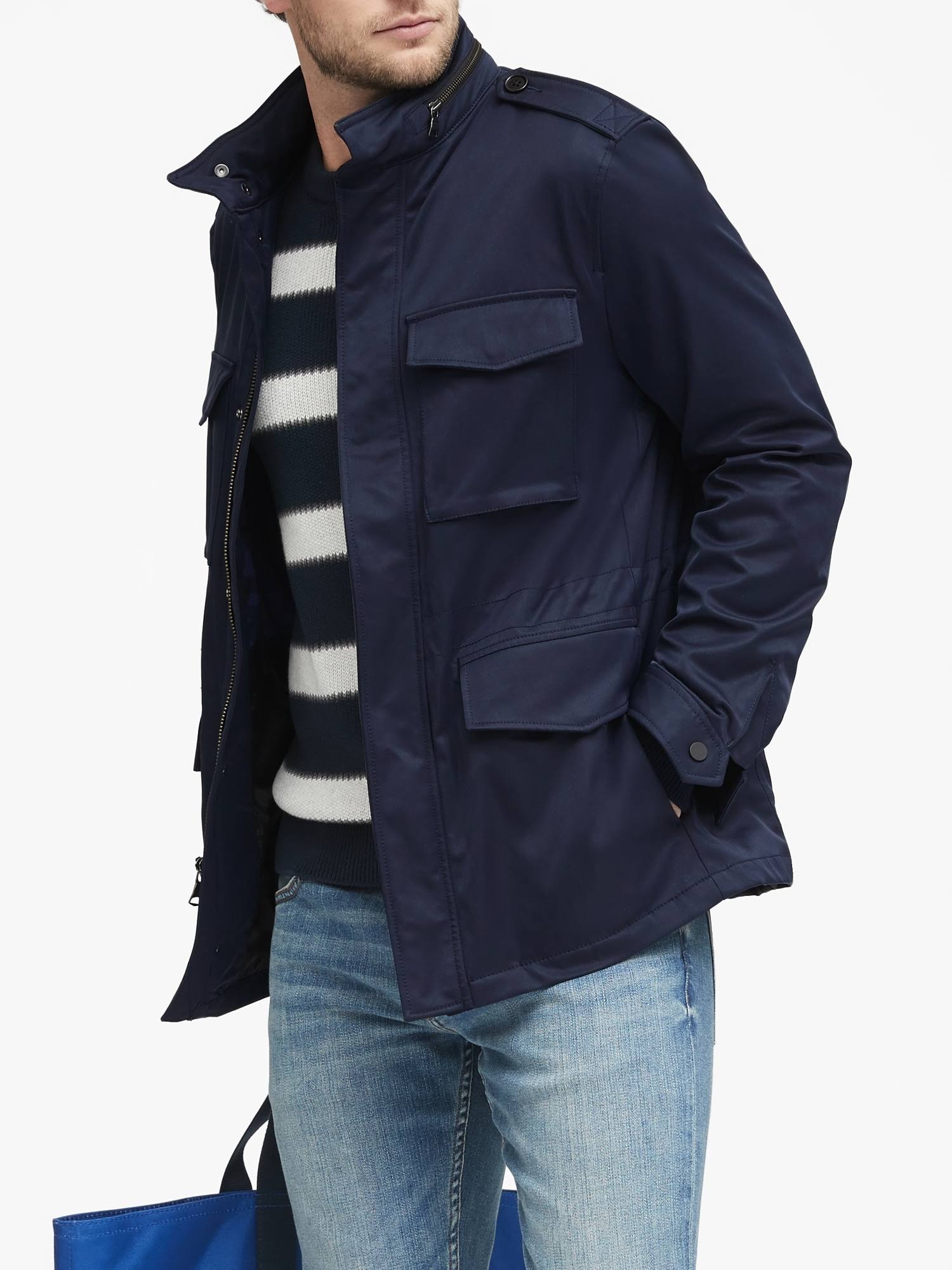Banana Republic Men's Water-Resistant Field Jacket Navy Blue Size L