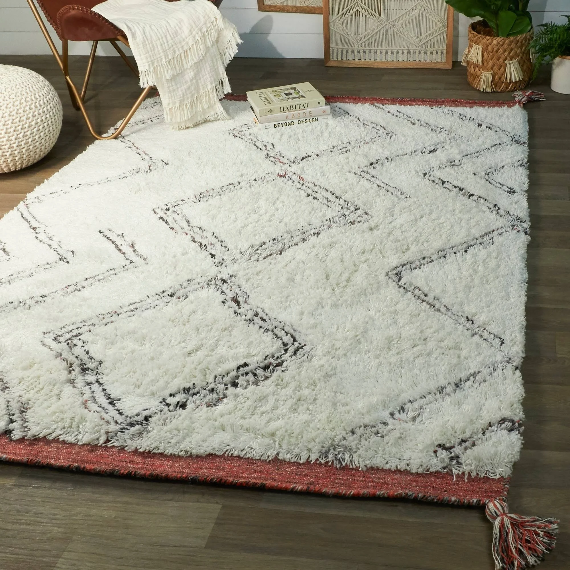 Remy Moroccan Shag Area Rug - 2&7x22 x 7& Runner - White