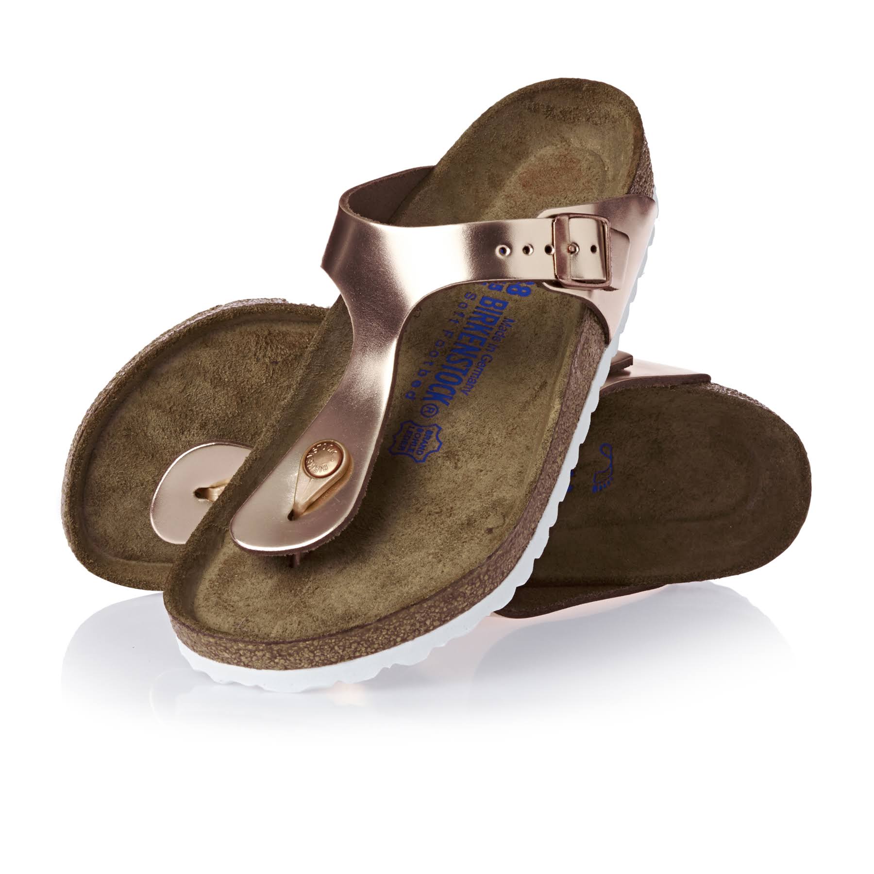 Birkenstock Gizeh Natural Leather Metallic Copper Thong Sandals