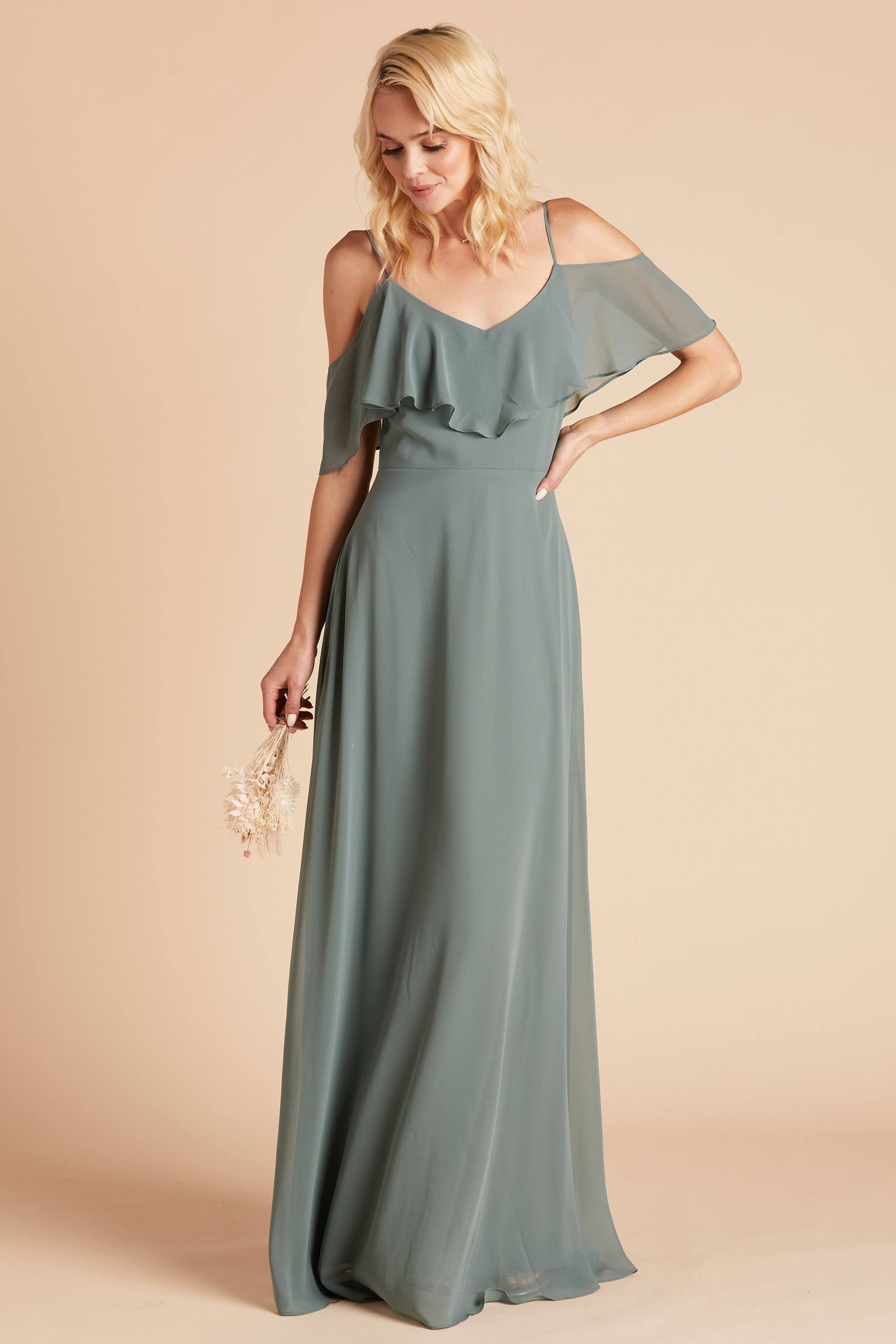 Birdy Grey Jane Convertible Chiffon Bridesmaid Dress in Sea Glass XL / Sea Glass / No Slit