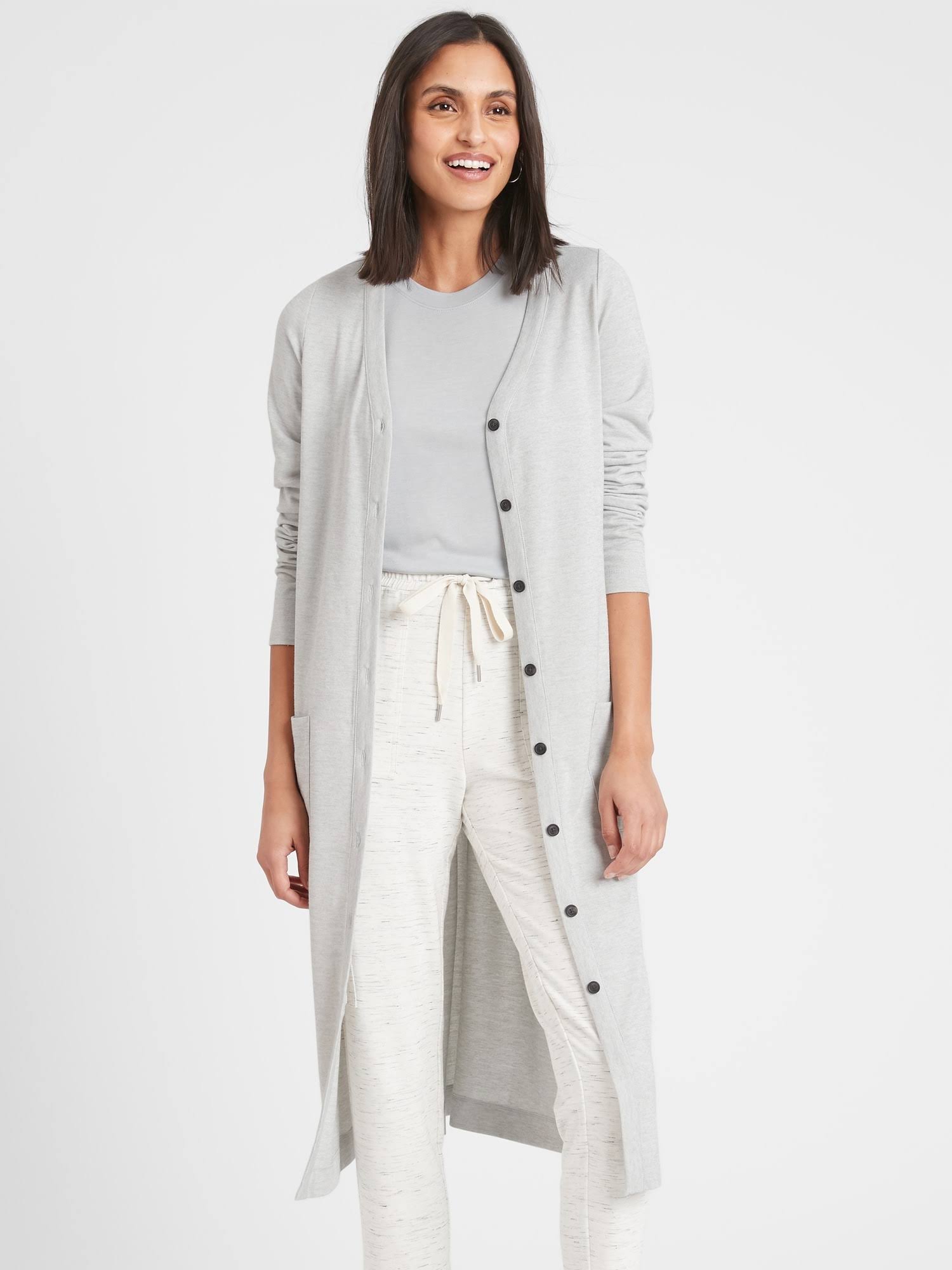 Women's Knit Button-Front Cardigan Light Grey