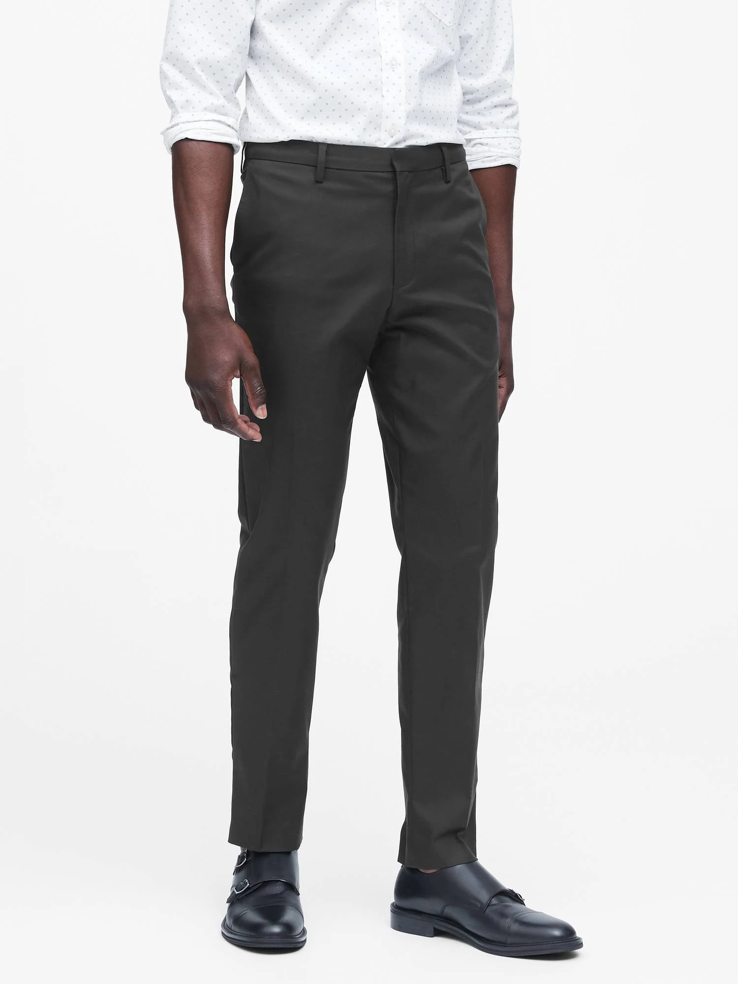 Banana Republic Men's Slim Solid Non-Iron Stretch Pant Black Tall Size 35W 36L