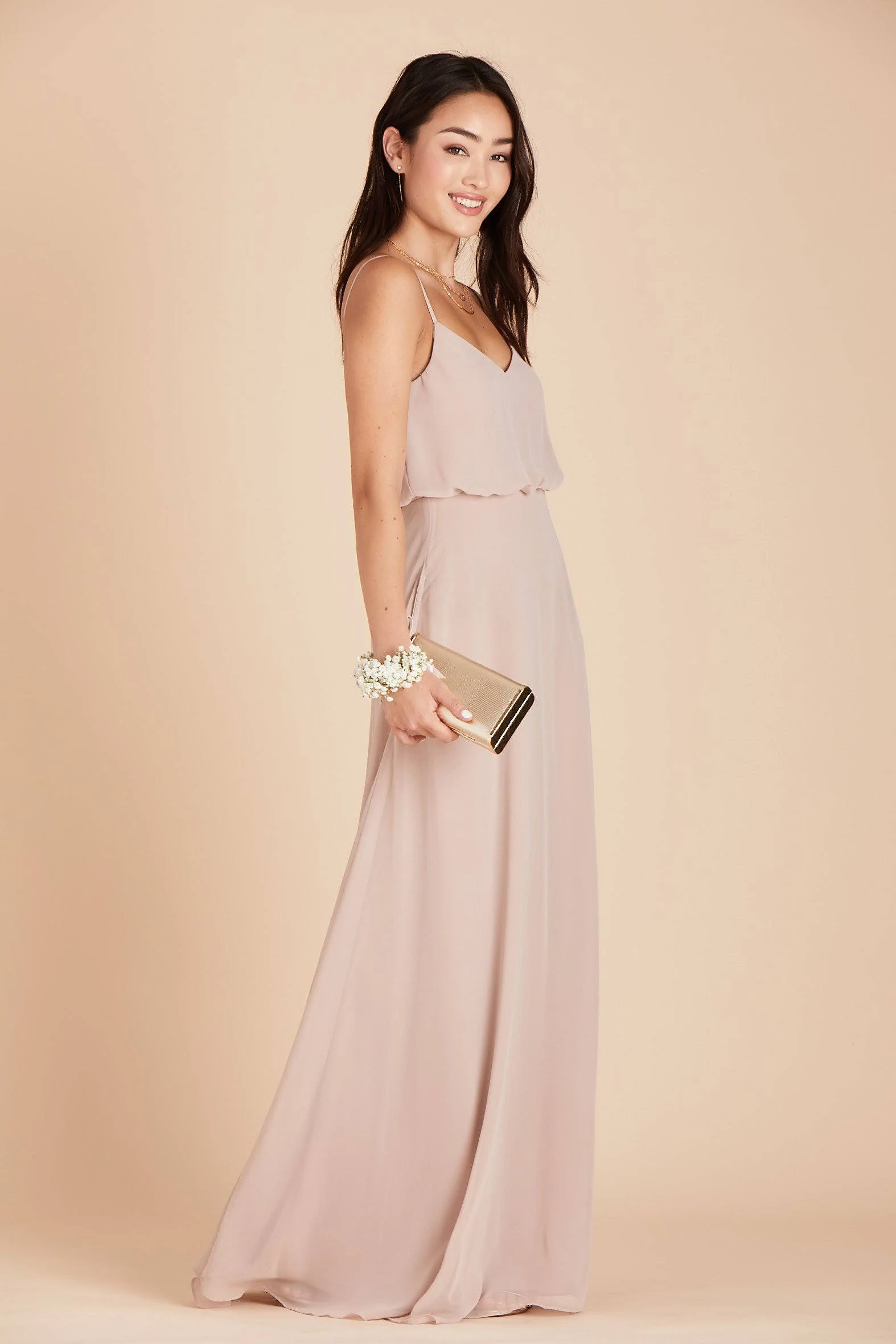 Birdy Grey Gwennie Chiffon Bridesmaid Dress in Taupe XL / Taupe