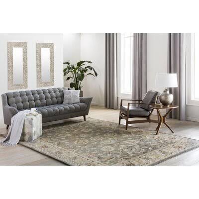 Arden Floral Handmade Wool Charcoal Area Rug Birch Lane Rug Size: Rectangle 7&6x22 x 9&6x22