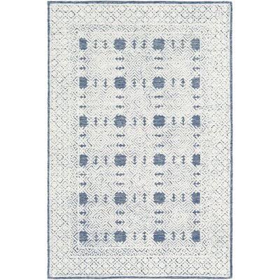 Matthew Handmade Tufted Wool Navy/Cream/Ice Blue Rug Birch Lane Rug Size: Round 8&