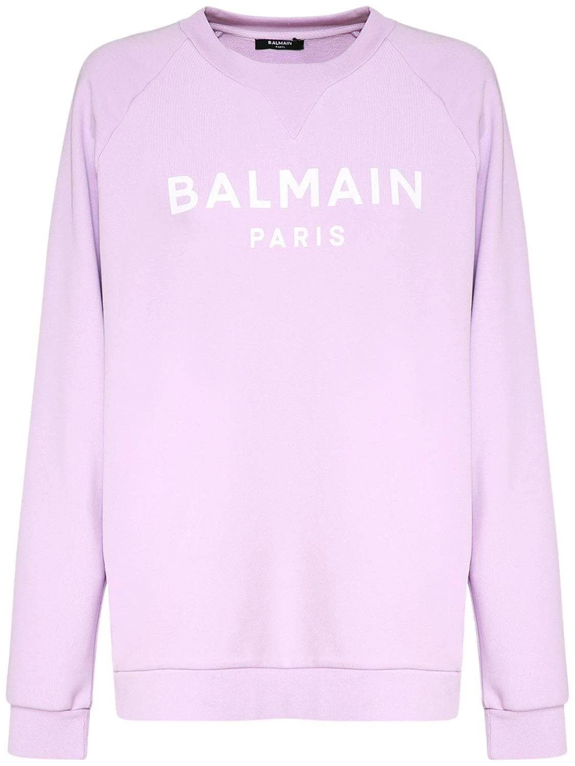 Balmain Flocked Logo Cotton Sweatshirt - Purple - Sweatshirts