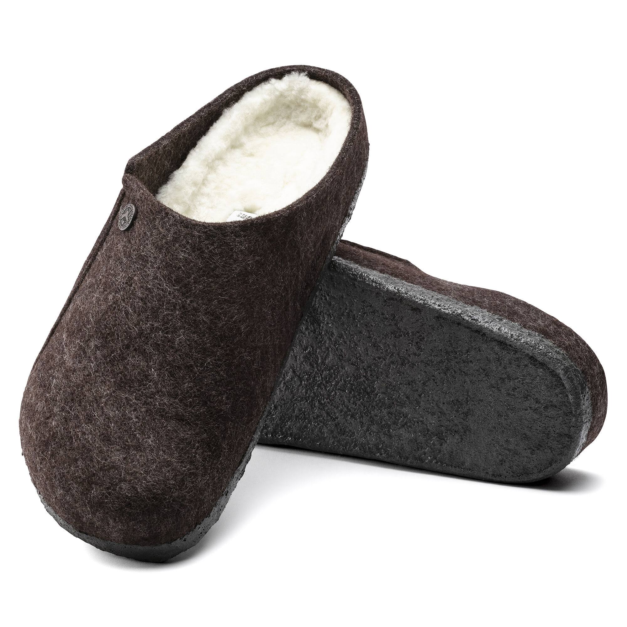 Birkenstock Shearling Zermatt Wool Felt Mocha Slippers