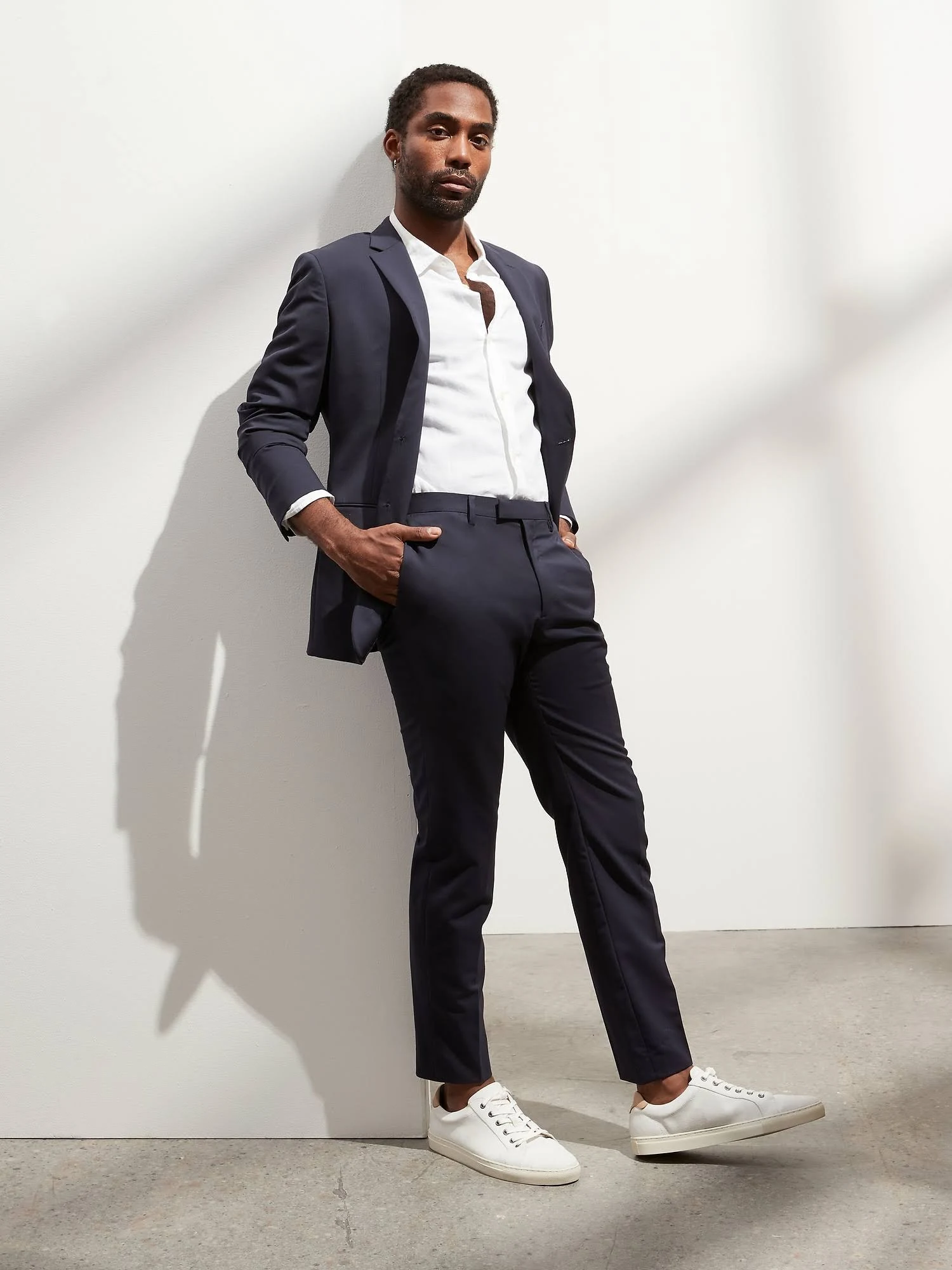 Banana Republic Men's Slim Solid Italian Wool Suit Pant Navy Size 42W 34L