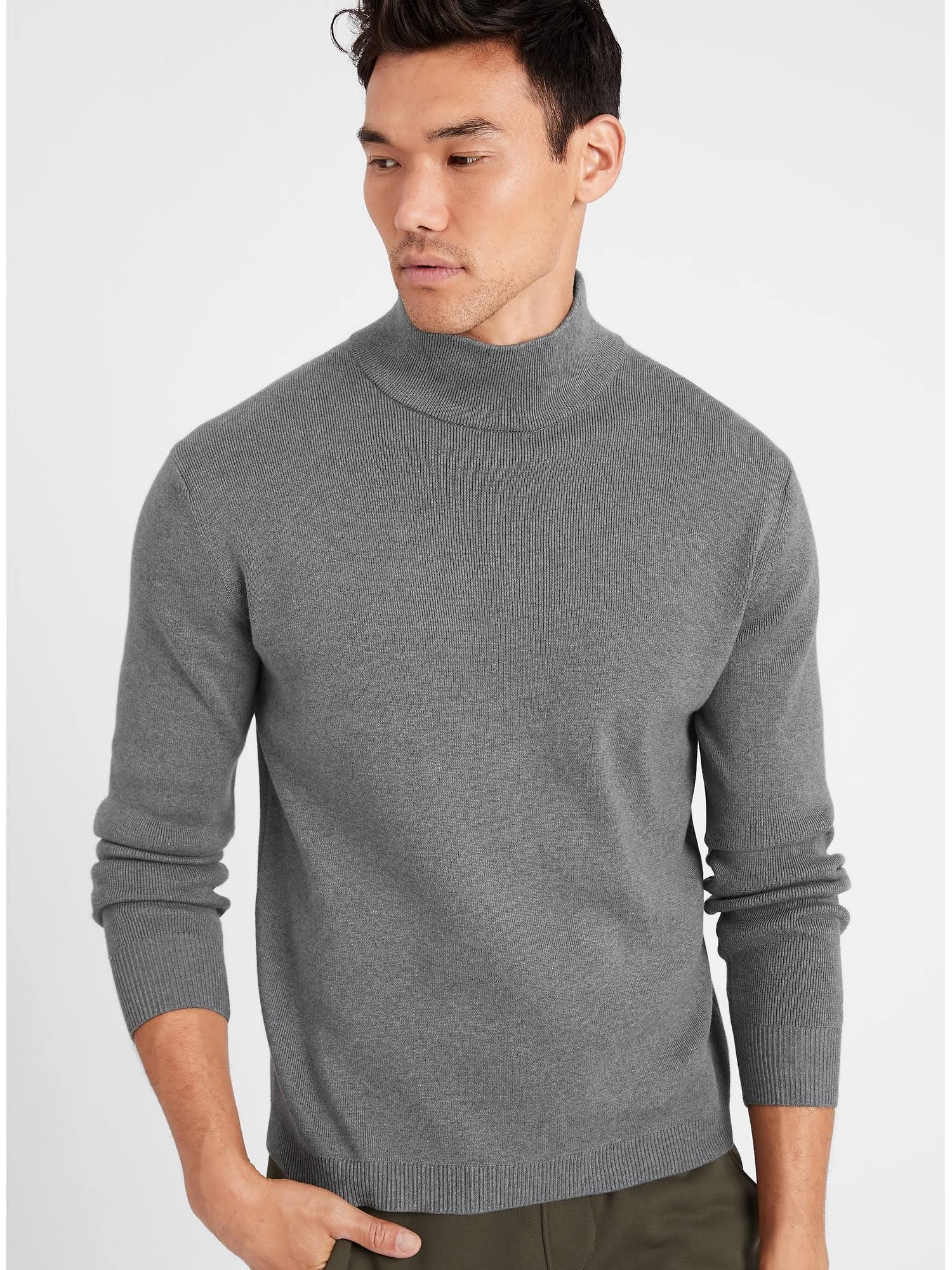Banana Republic Men's Supima Mock-Neck Sweater Charcoal Gray Size M