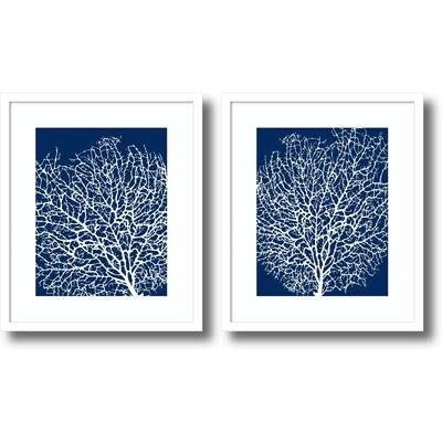 Navy Coral by Sabine Berg - 2 Piece Picture Frame Painting Print Set on Paper Frame Color: White