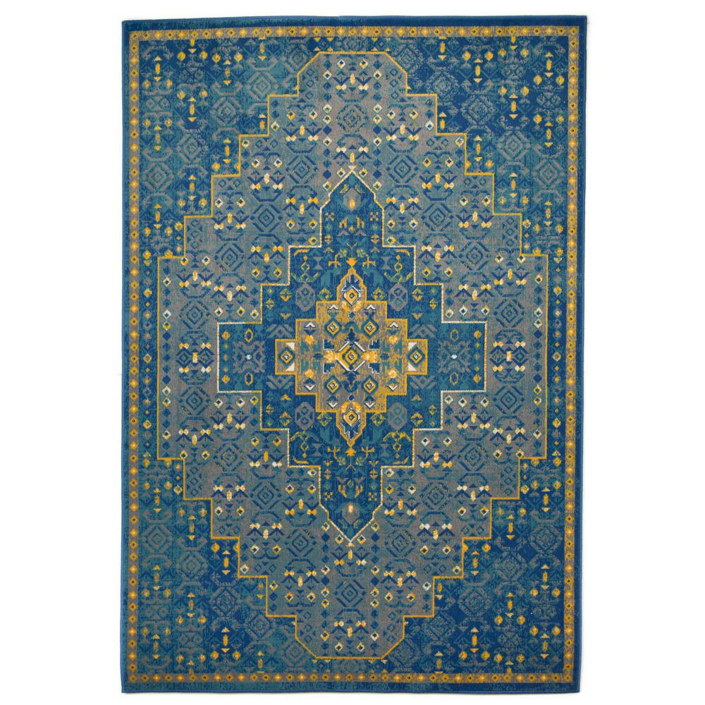BALTA Semih Blue/Yellow 5 ft. x 7 ft. Oriental Area Rug