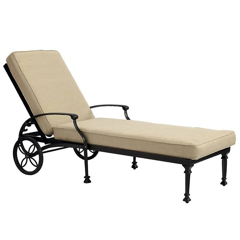 Amalfi Chaise Replacement Cushion Canvas Sand Sunbrella with Black Welt - Ballard Designs