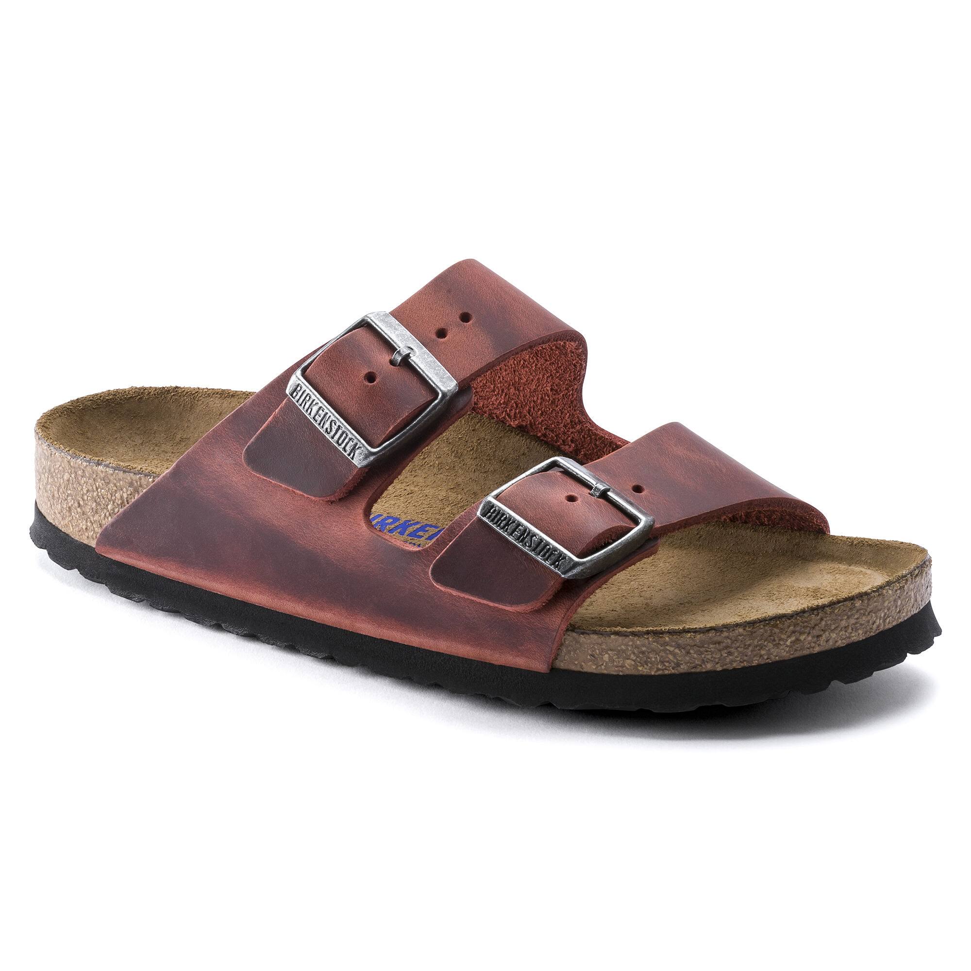 Birkenstock Arizona Oiled Leather Earth Red Two-Strap Sandals