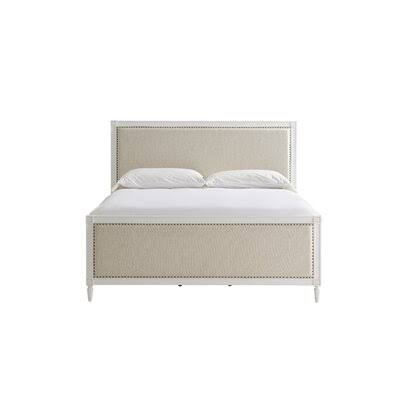 Frida Solid Wood and Upholstered Low Profile Standard Bed Birch LANE? Color: White, Size: Queen