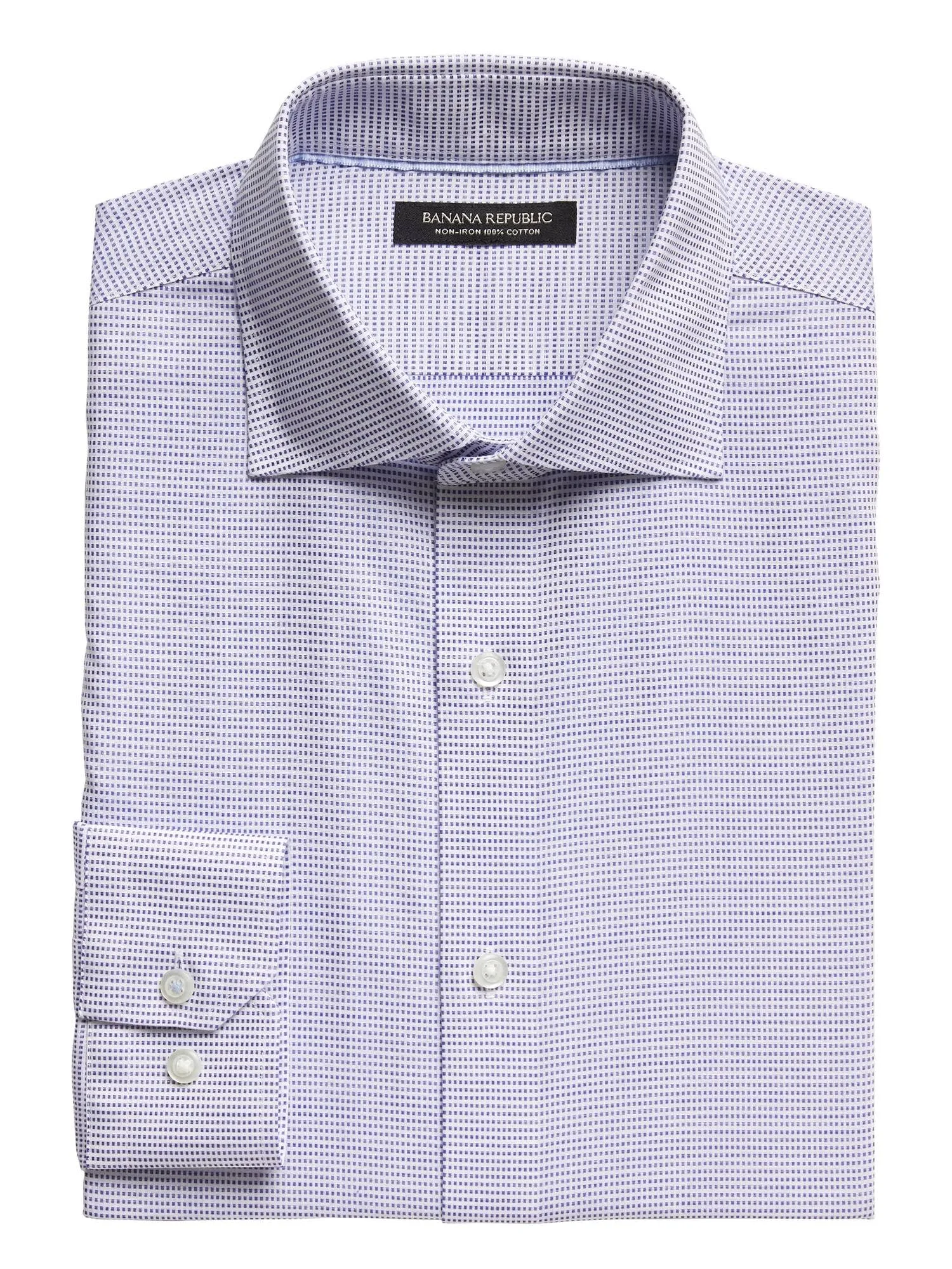 Banana Republic Men's Slim-Fit Non-Iron Dress Shirt with Cutaway Collar Navy Size Xxs