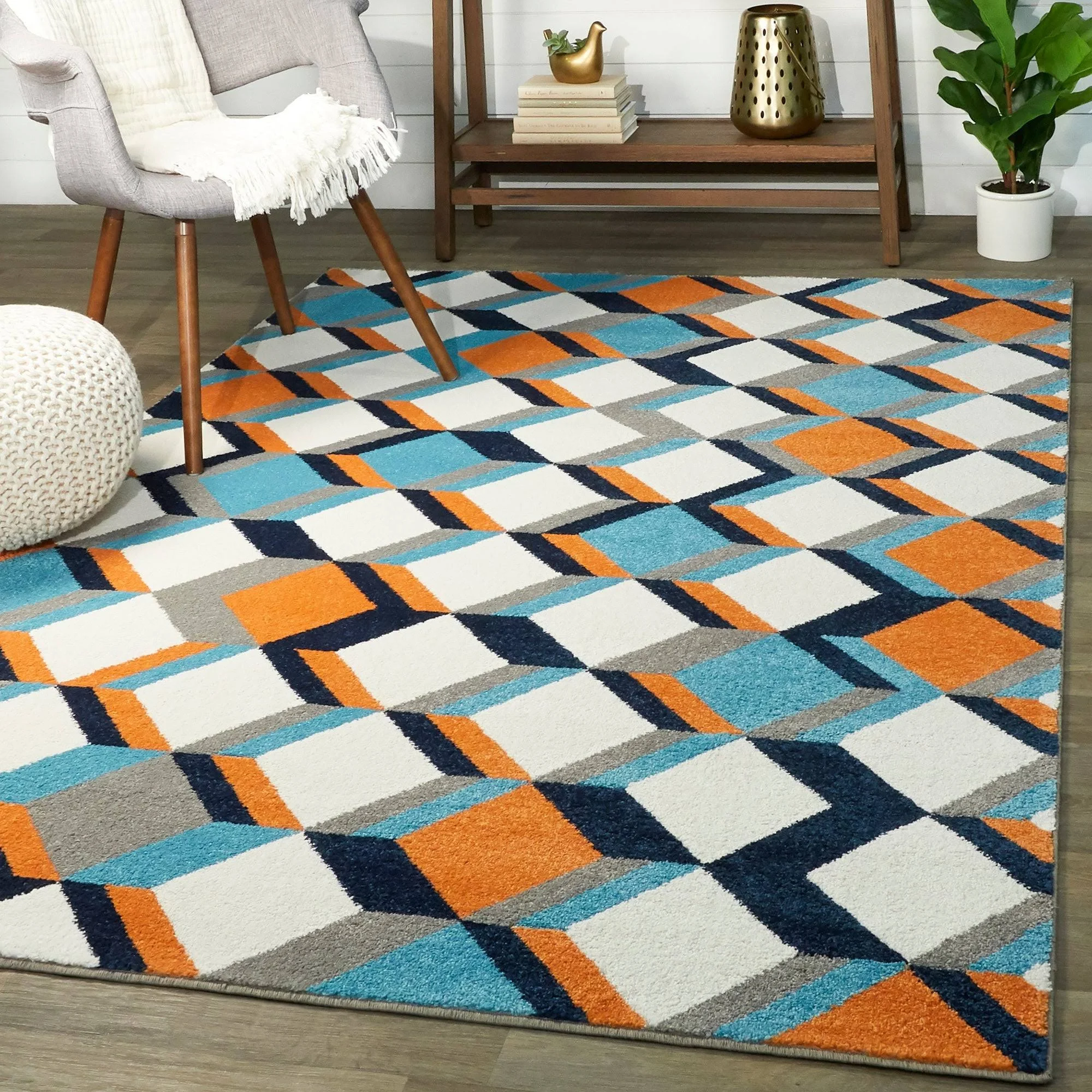 Balta Riley Geometric Blue 5 ft. x 7 ft. Area Rug